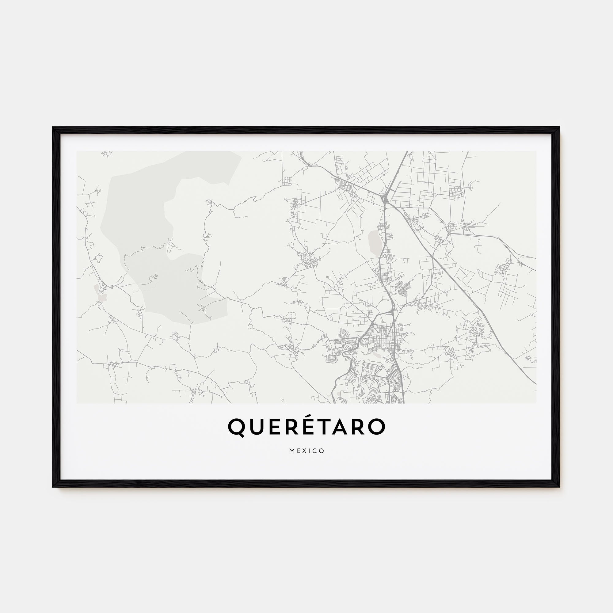 Querétaro Map Landscape Poster
