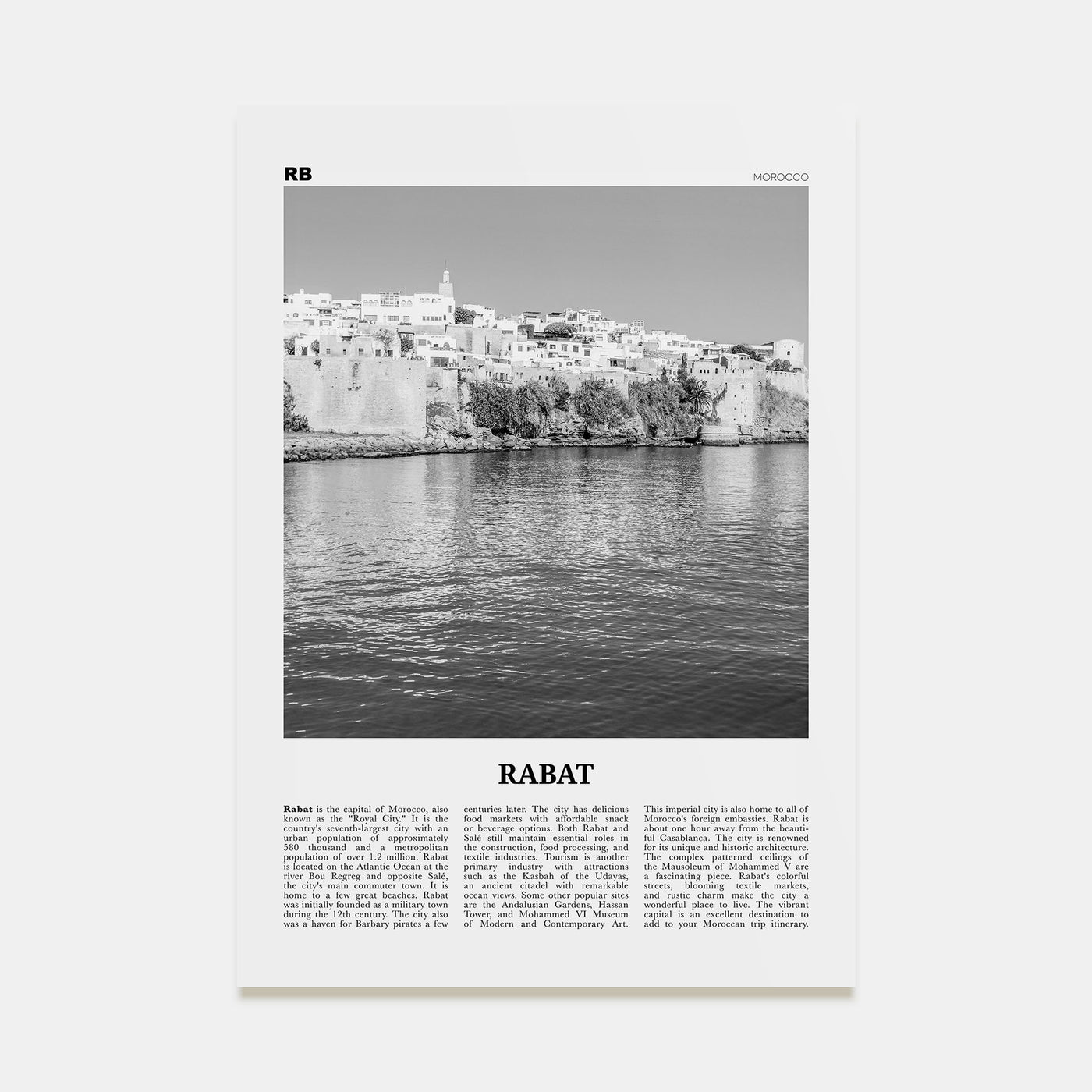 Rabat Travel B&W Poster