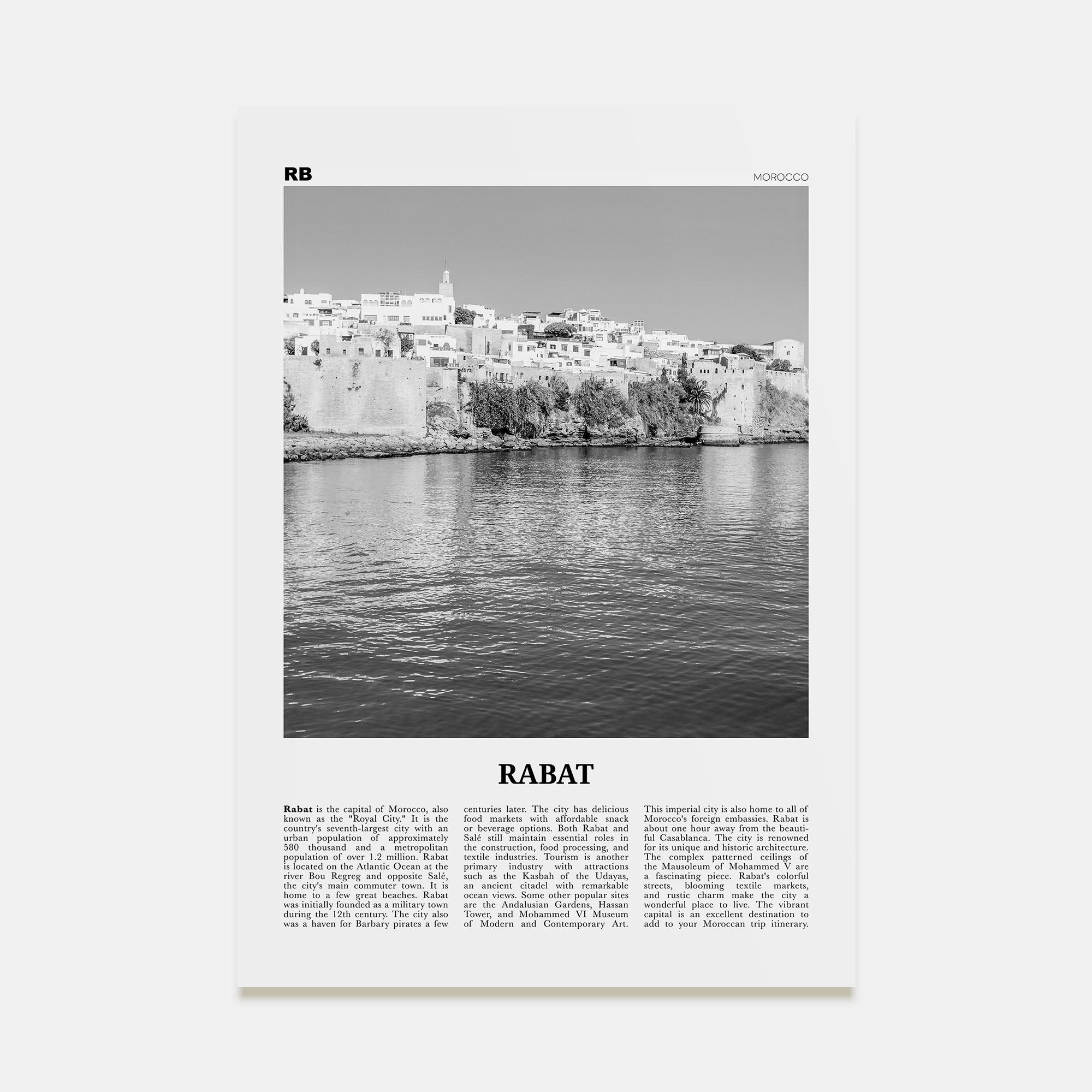 Rabat Travel B&W Poster
