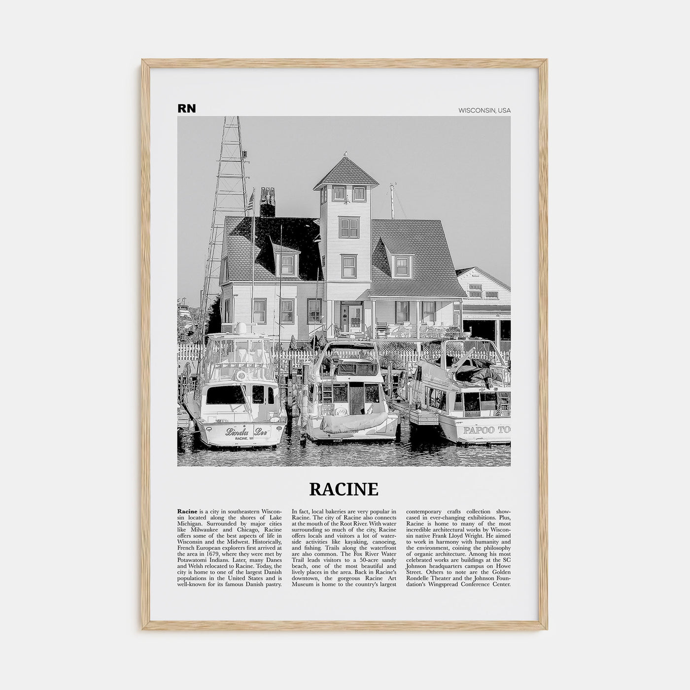 Racine Travel B&W Poster