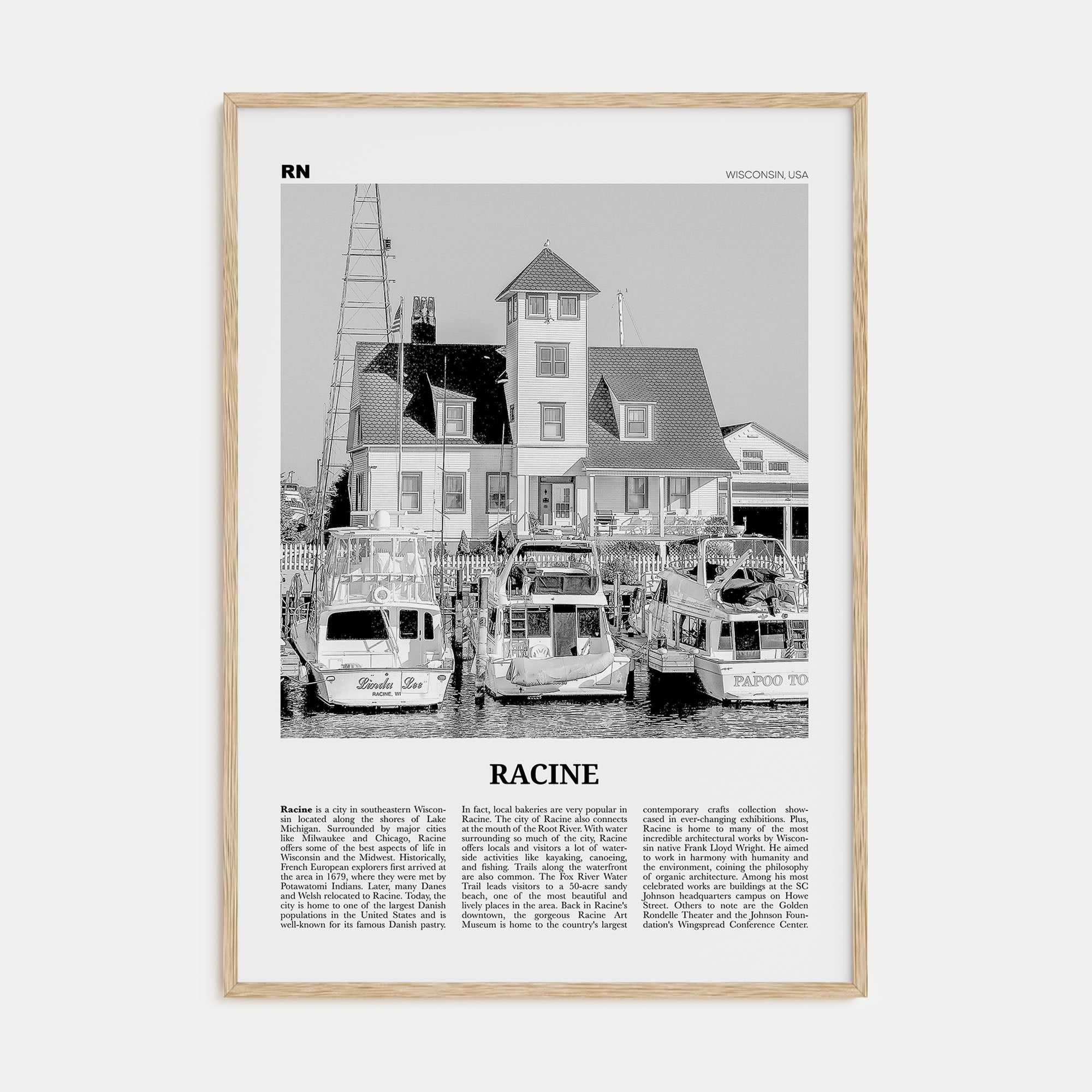 Racine Travel B&W Poster