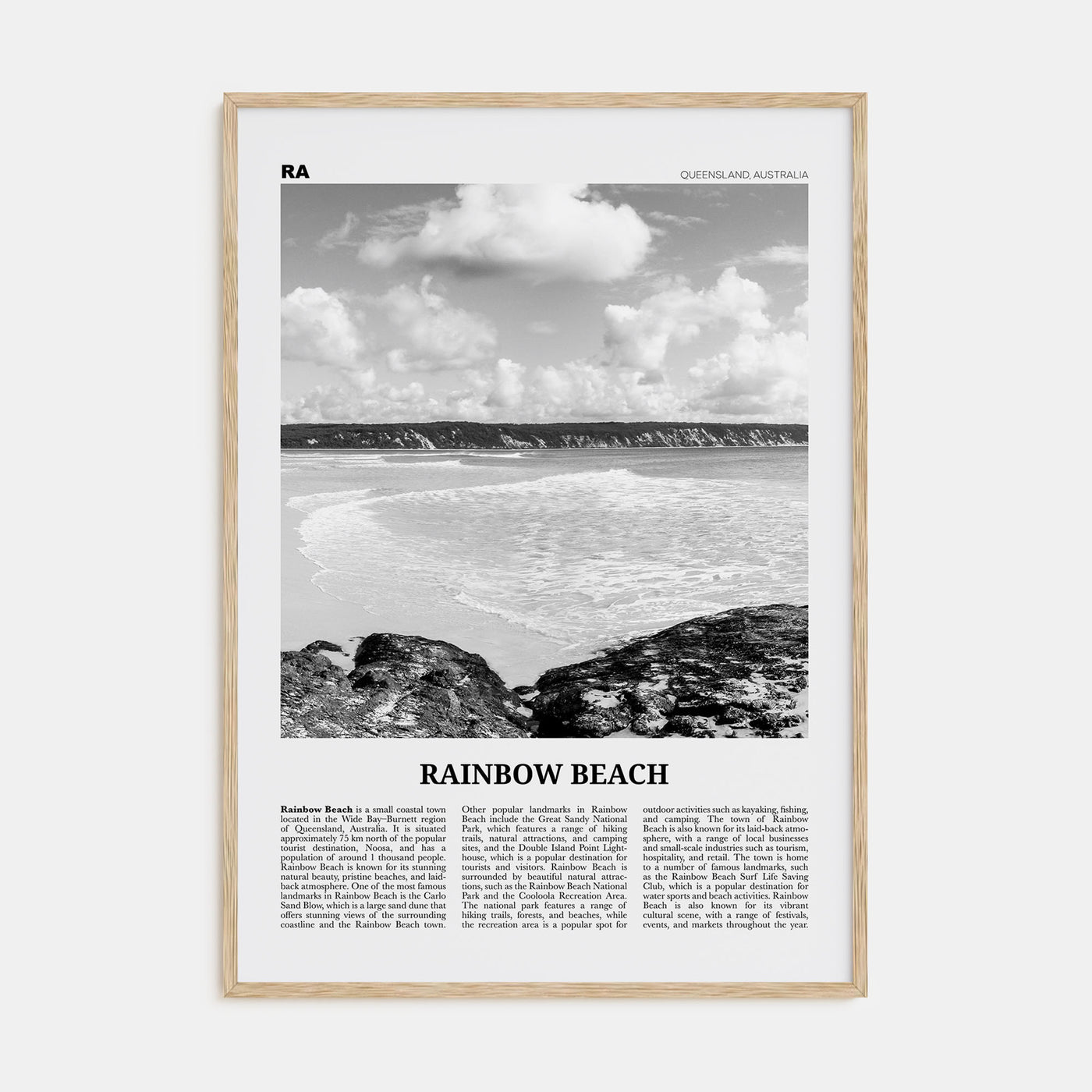 Rainbow Beach Travel B&W Poster