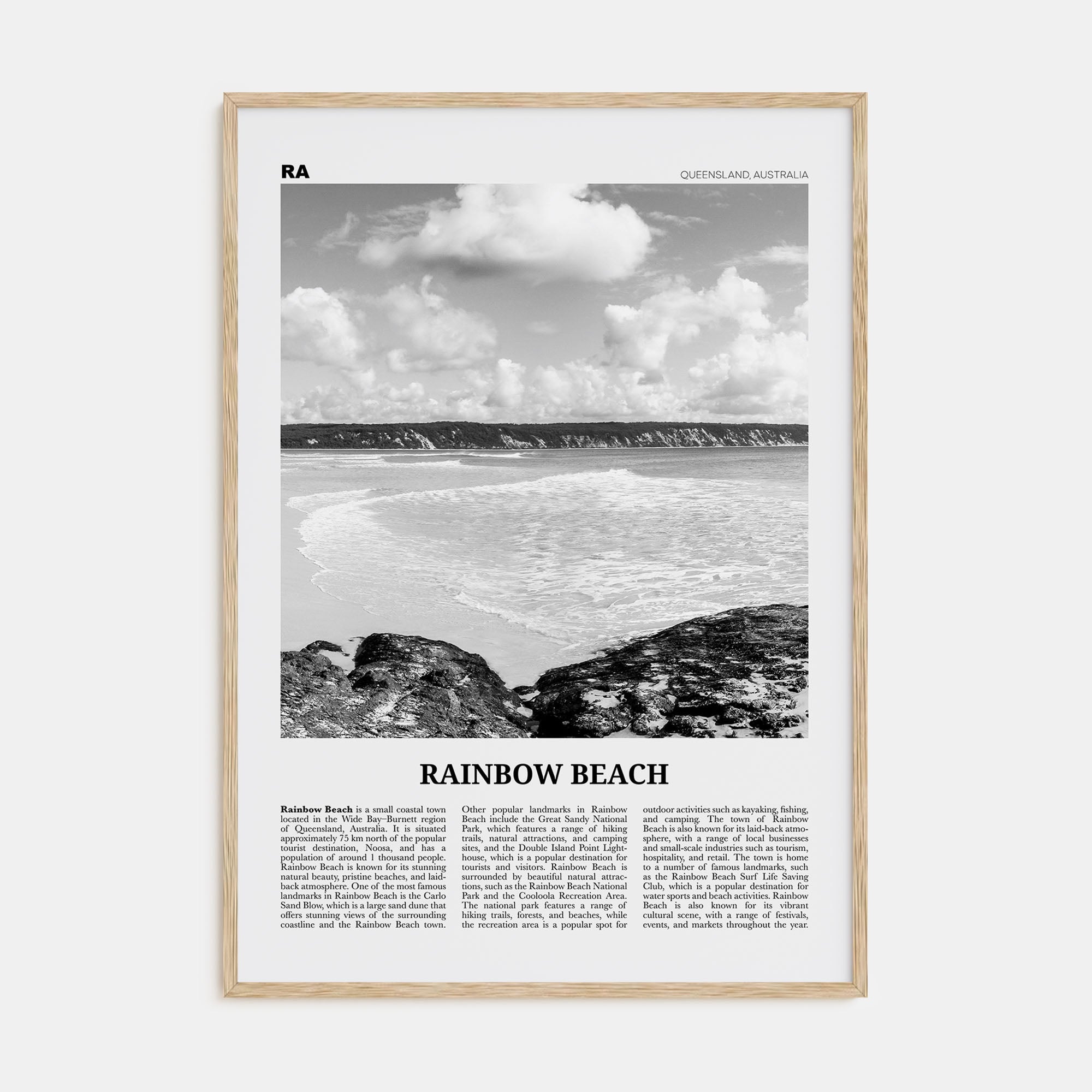 Rainbow Beach Travel B&W Poster