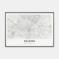 Raleigh Map Landscape Poster