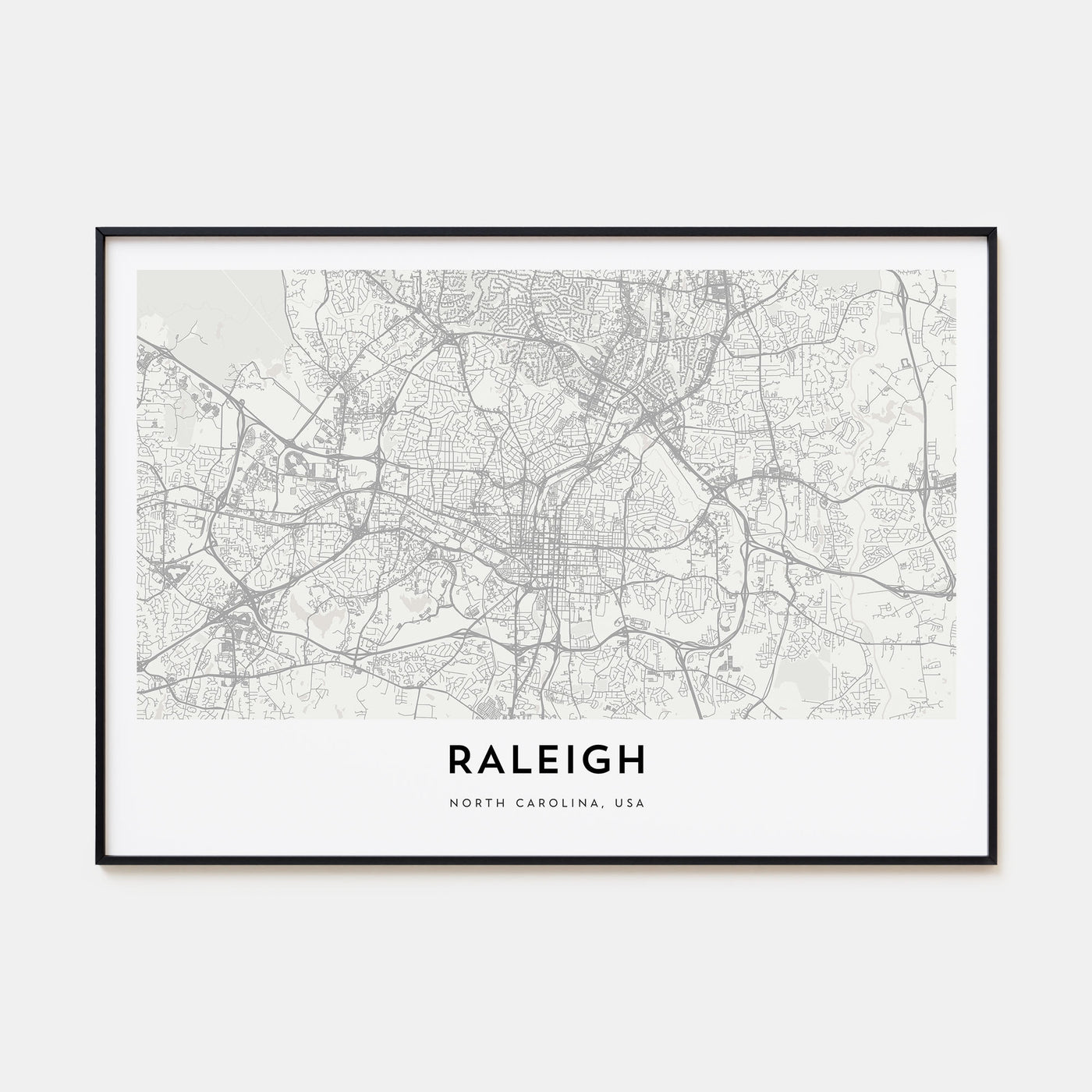 Raleigh Map Landscape Poster