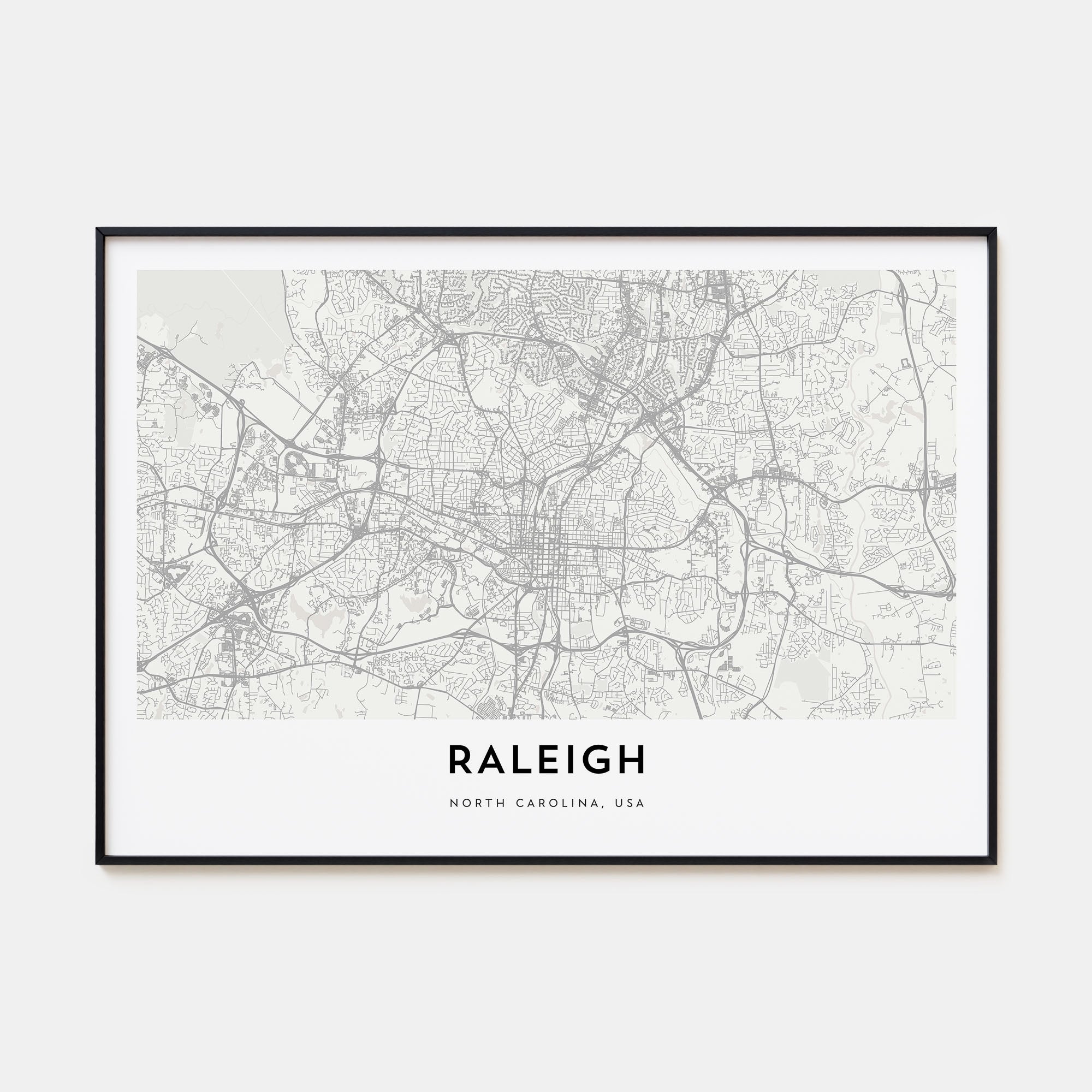 Raleigh Map Landscape Poster