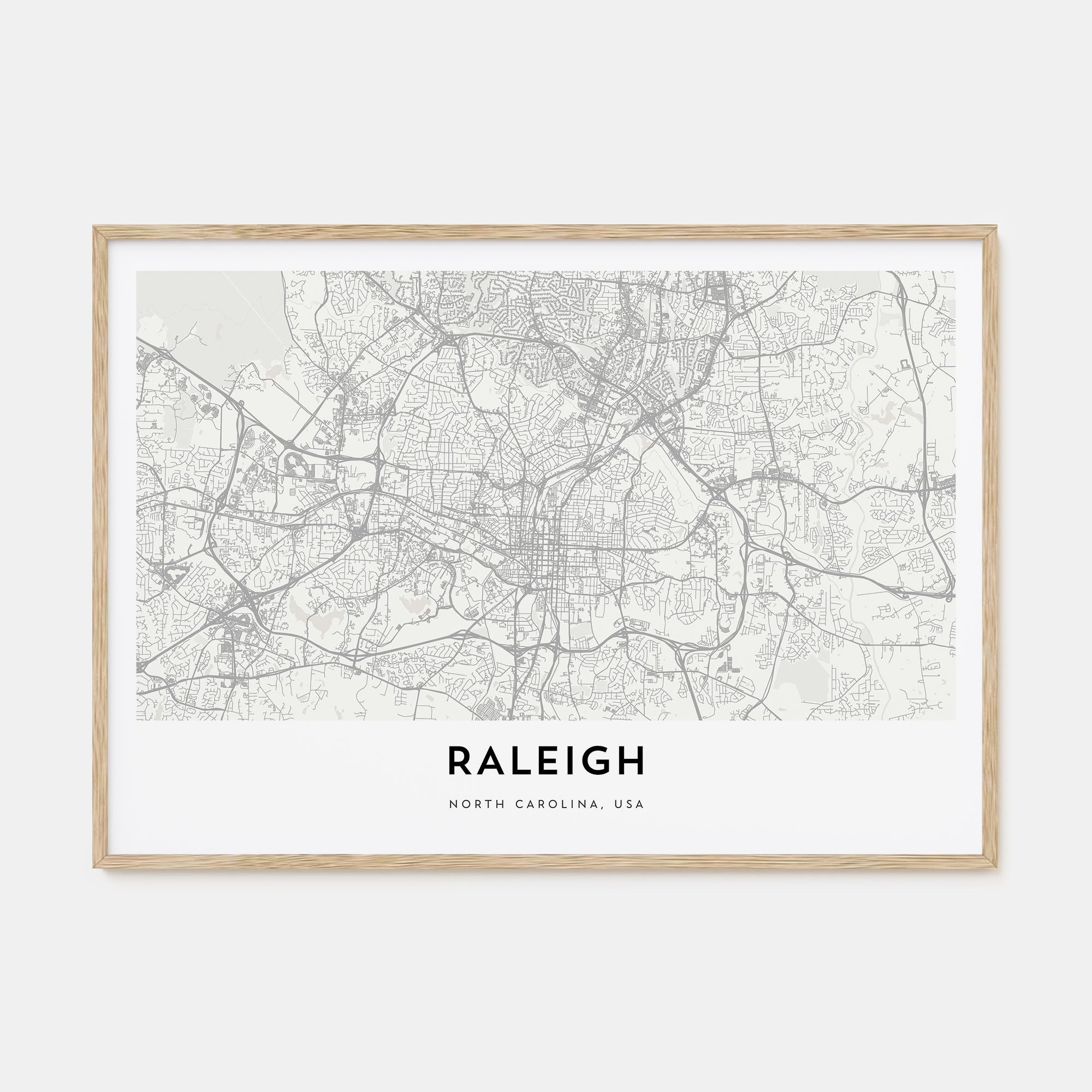 Raleigh Map Landscape Poster