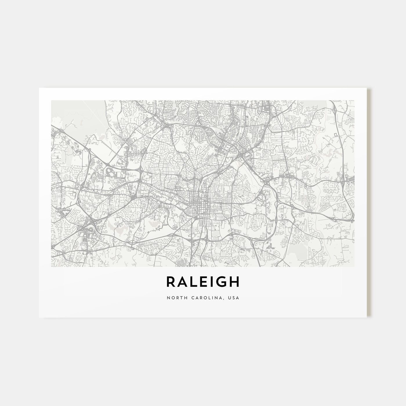 Raleigh Map Landscape Poster