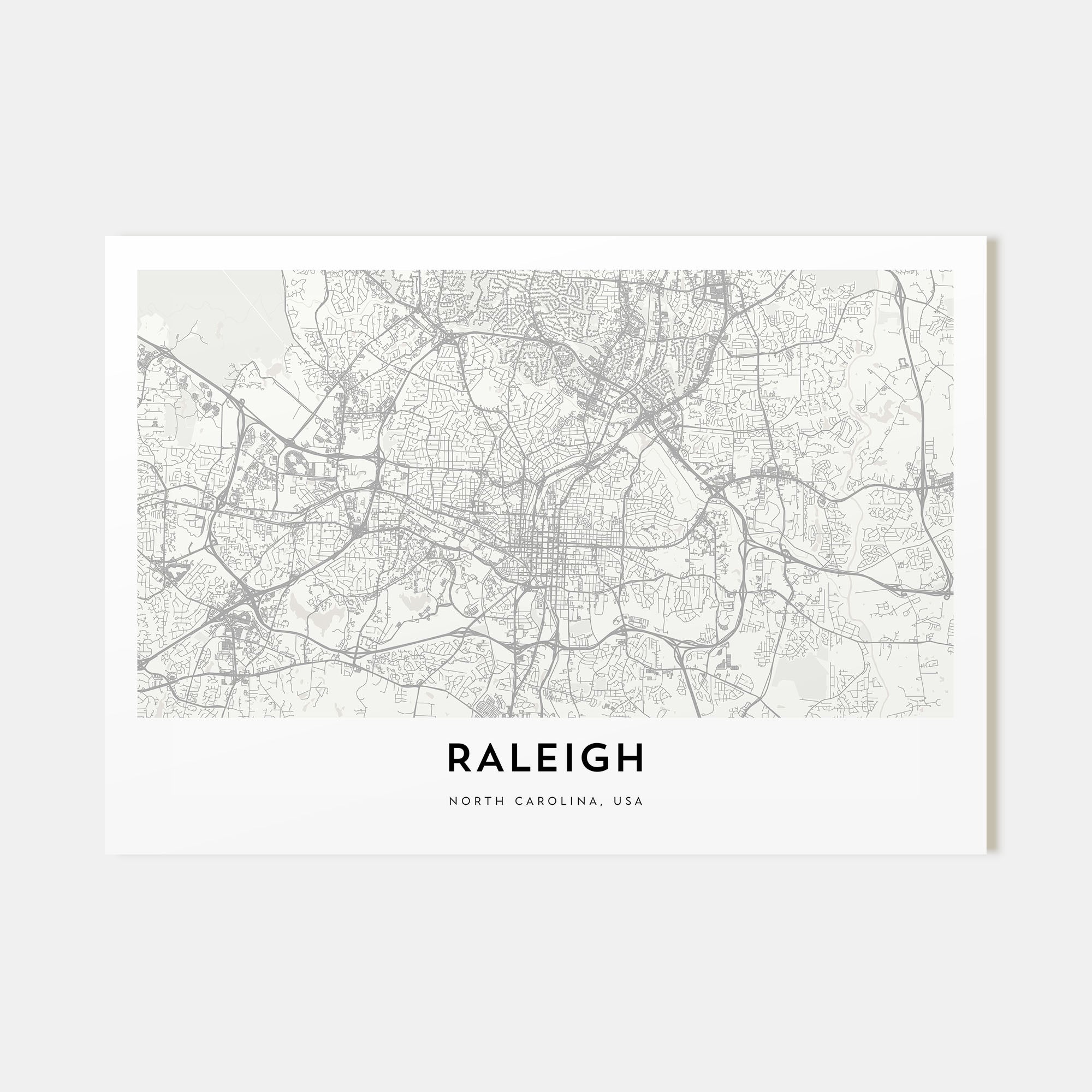 Raleigh Map Landscape Poster