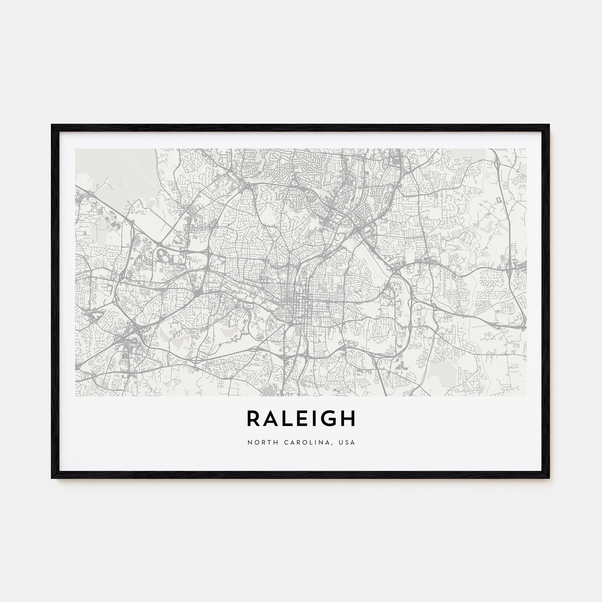 Raleigh Map Landscape Poster