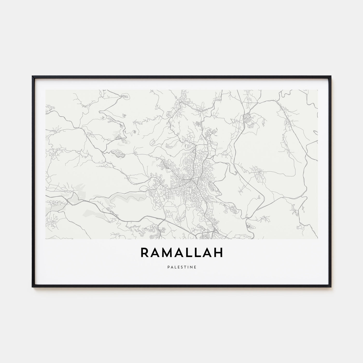 Ramallah Map Landscape Poster
