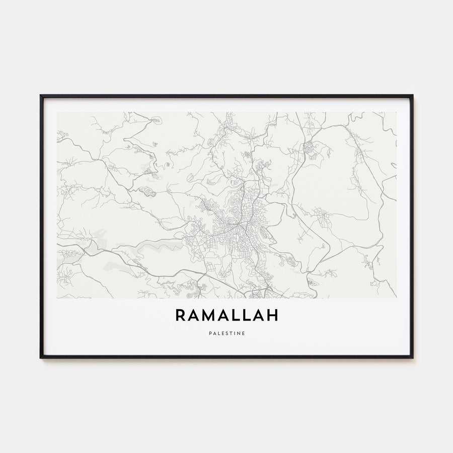 Ramallah Map Landscape Poster