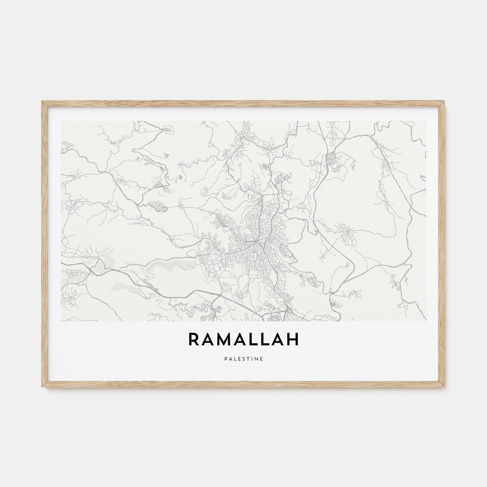Ramallah Map Landscape Poster