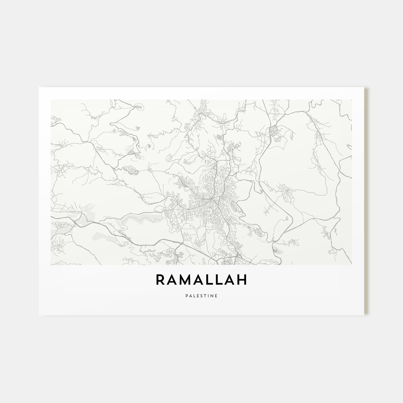 Ramallah Map Landscape Poster