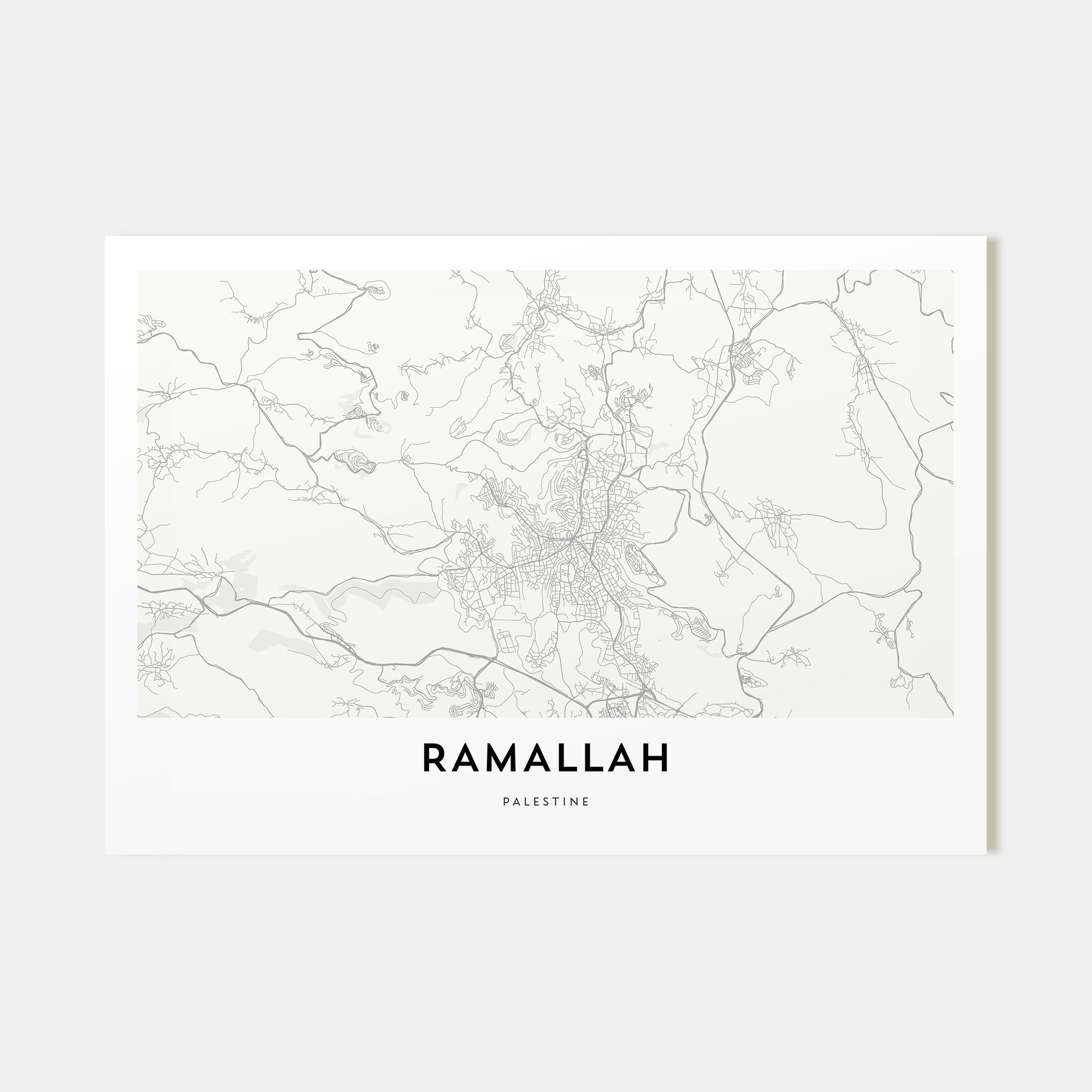 Ramallah Map Landscape Poster