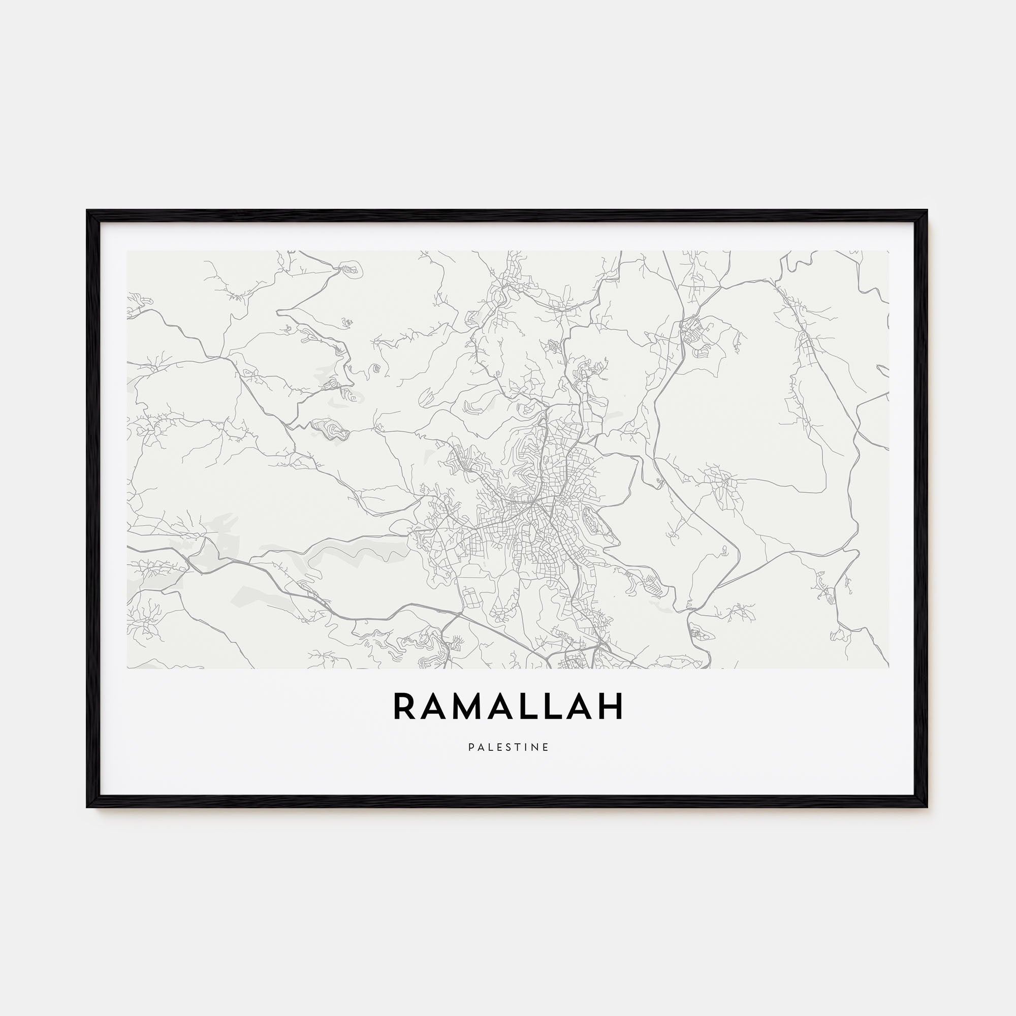 Ramallah Map Landscape Poster