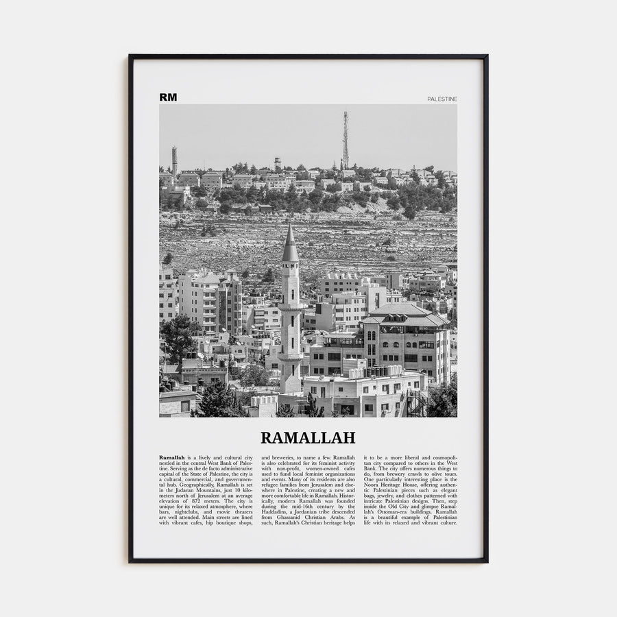 Ramallah Travel B&W Poster