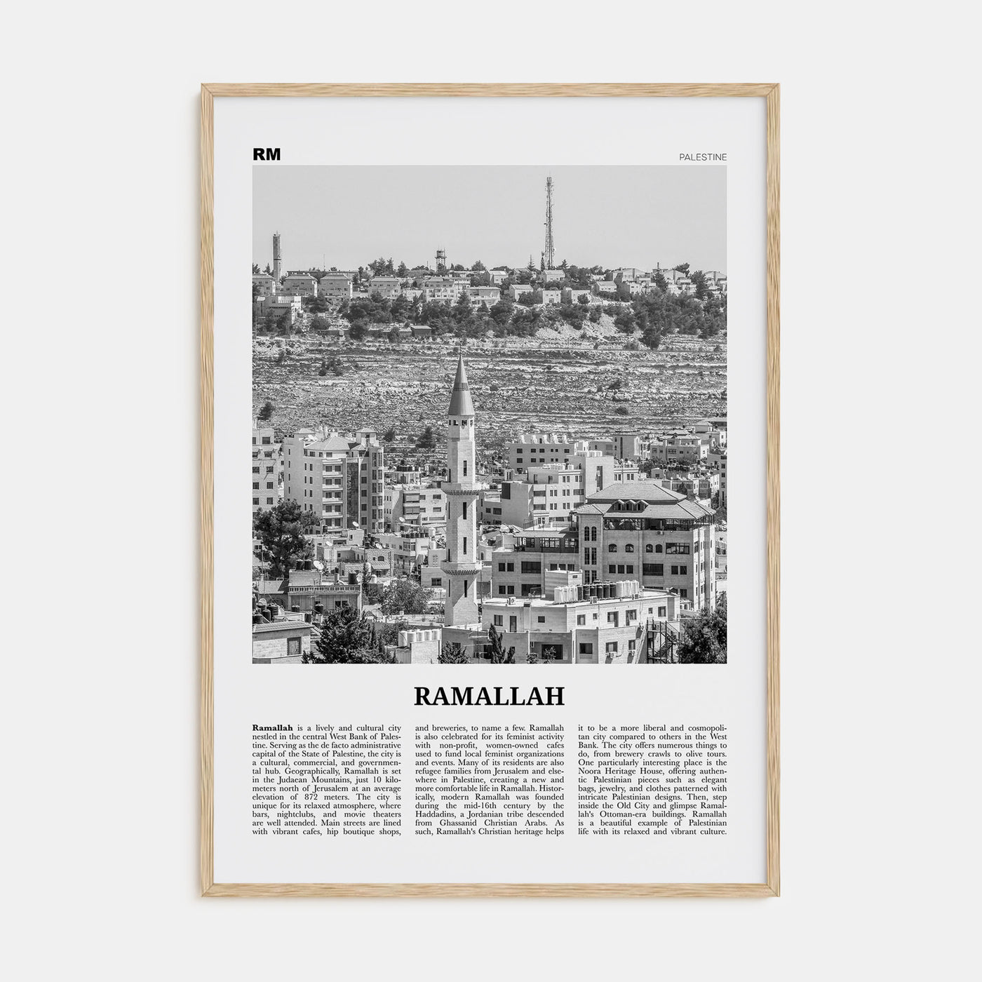 Ramallah Travel B&W Poster