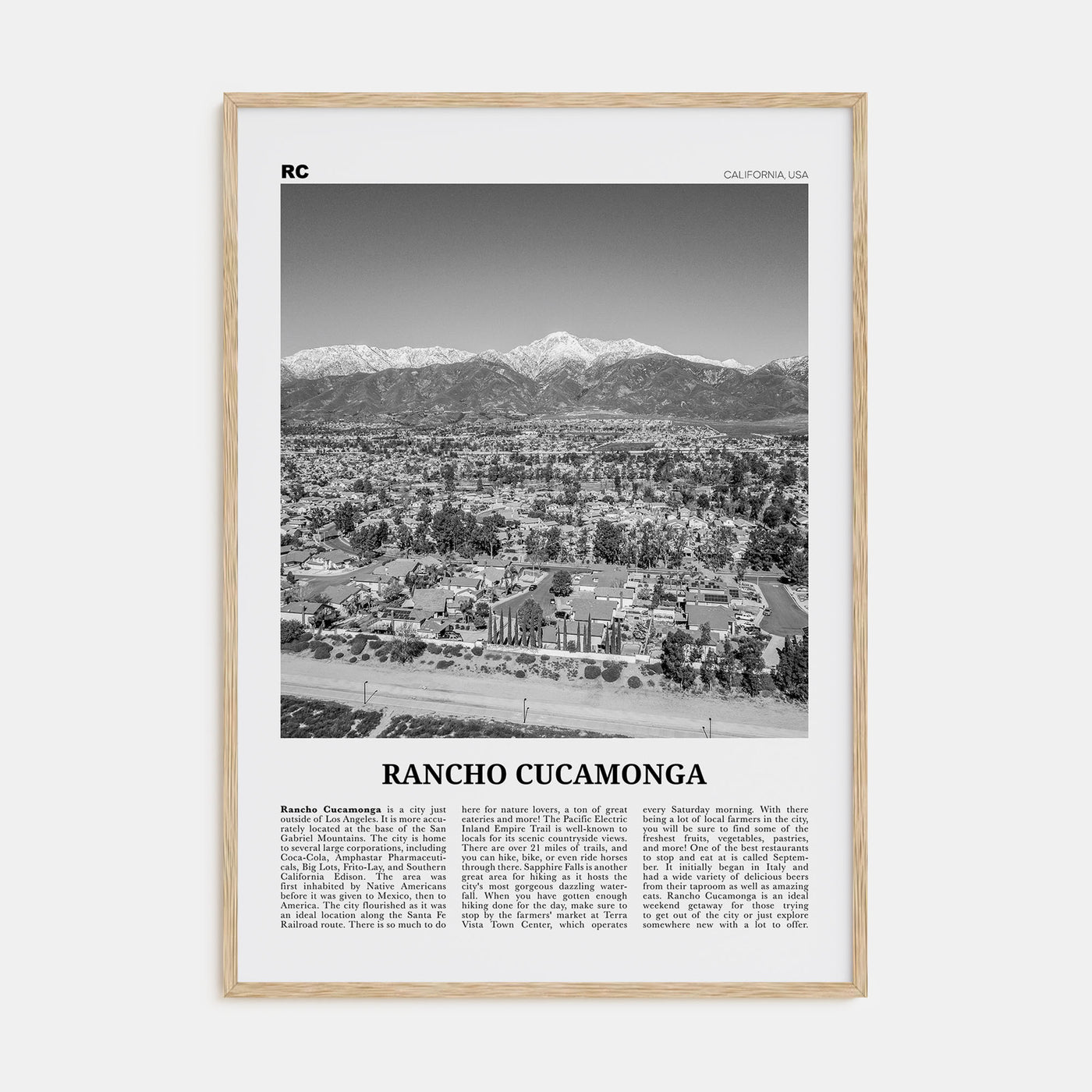 Rancho Cucamonga Travel B&W Poster