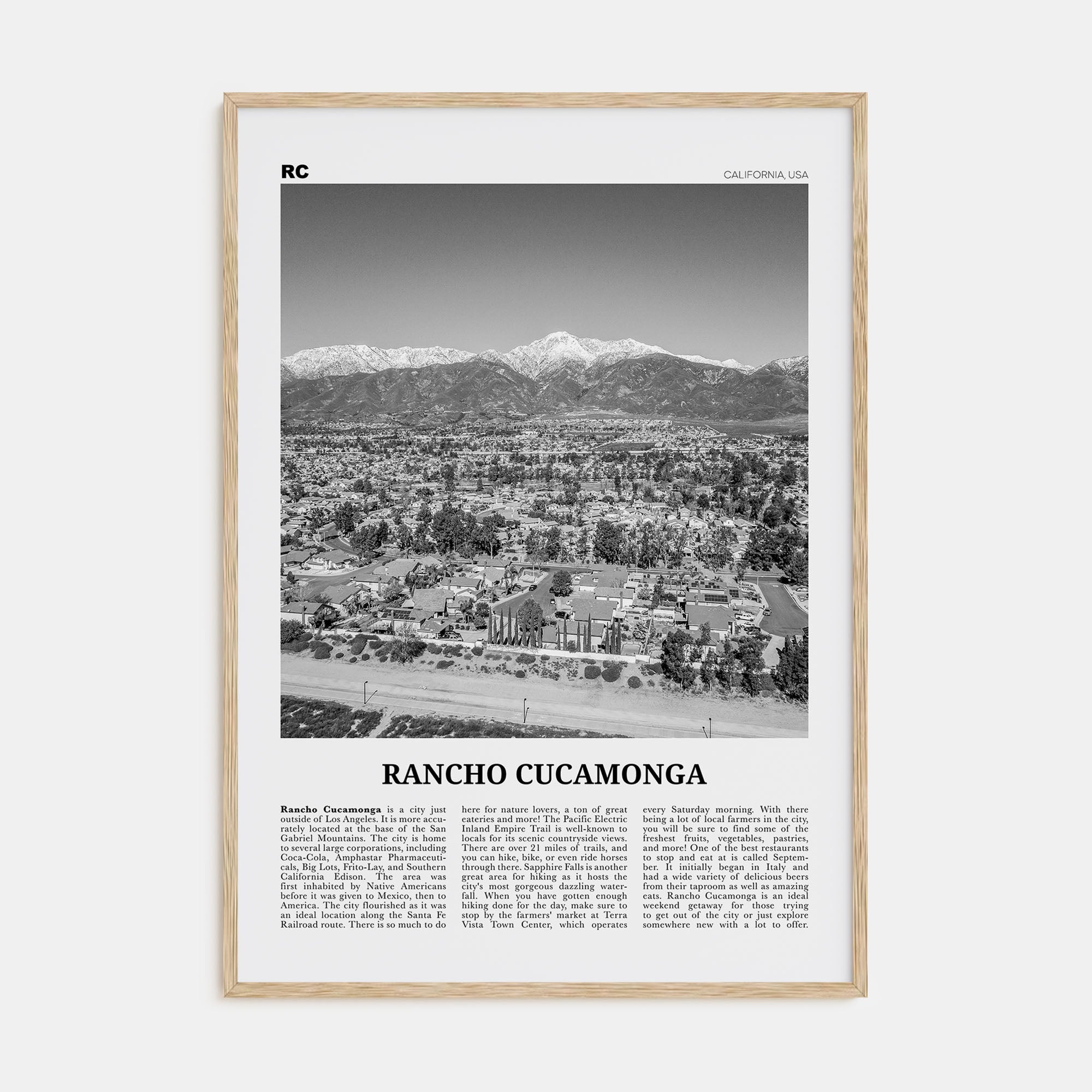 Rancho Cucamonga Travel B&W Poster