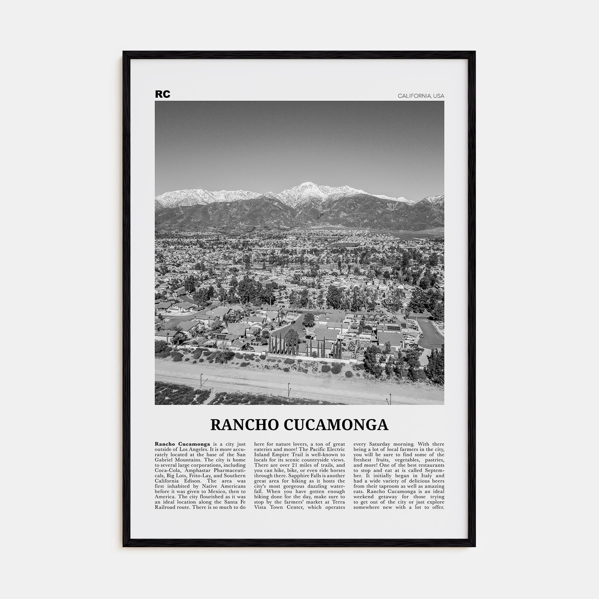 Rancho Cucamonga Travel B&W Poster