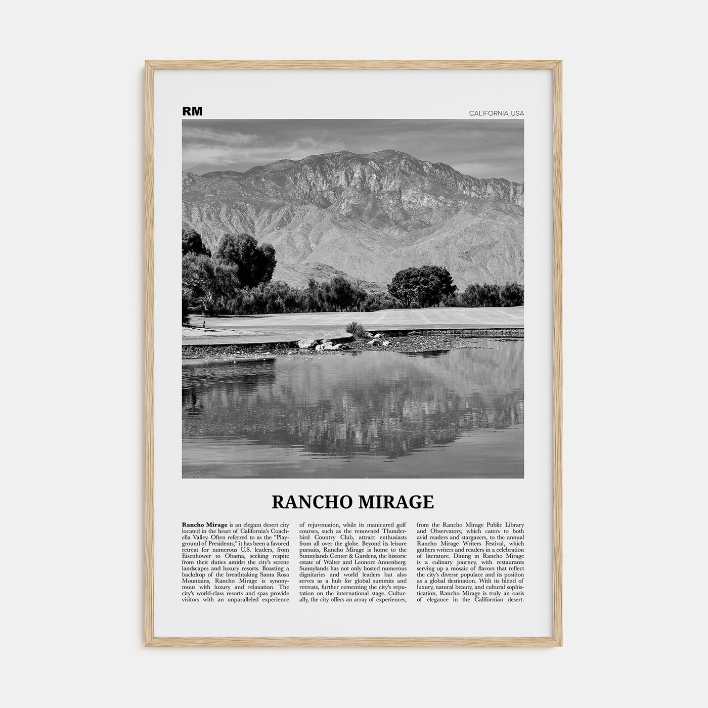 Rancho Mirage Travel B&W Poster