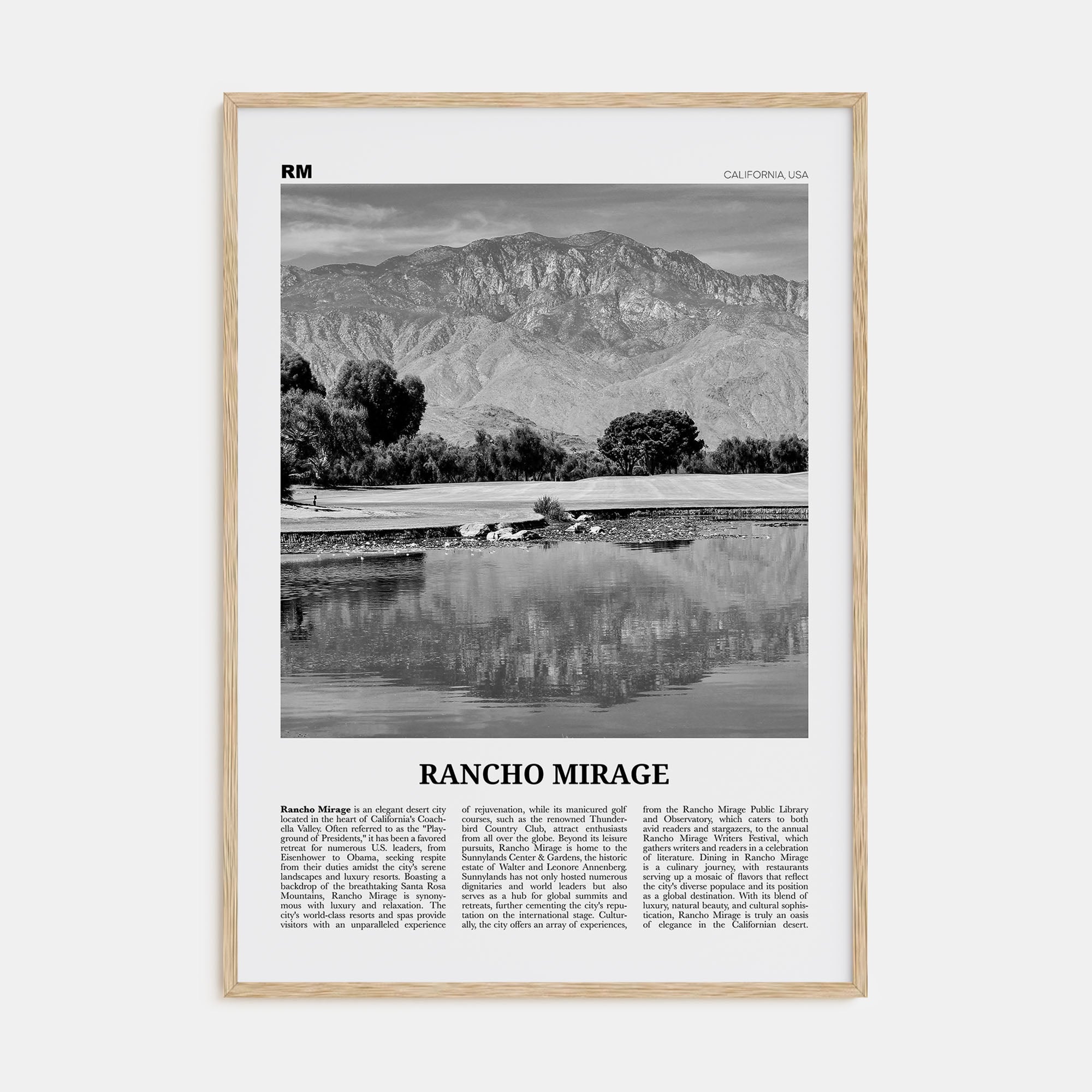 Rancho Mirage Travel B&W Poster