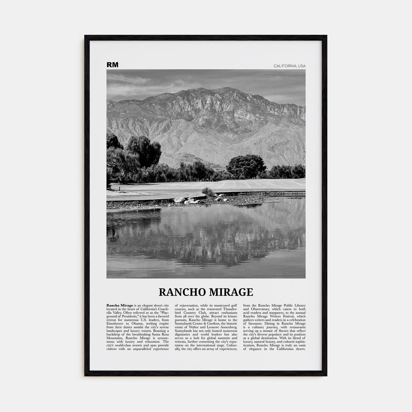 Rancho Mirage Travel B&W Poster
