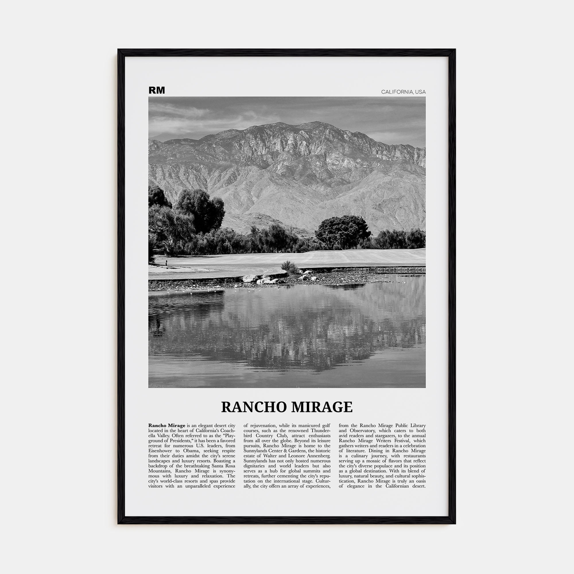 Rancho Mirage Travel B&W Poster