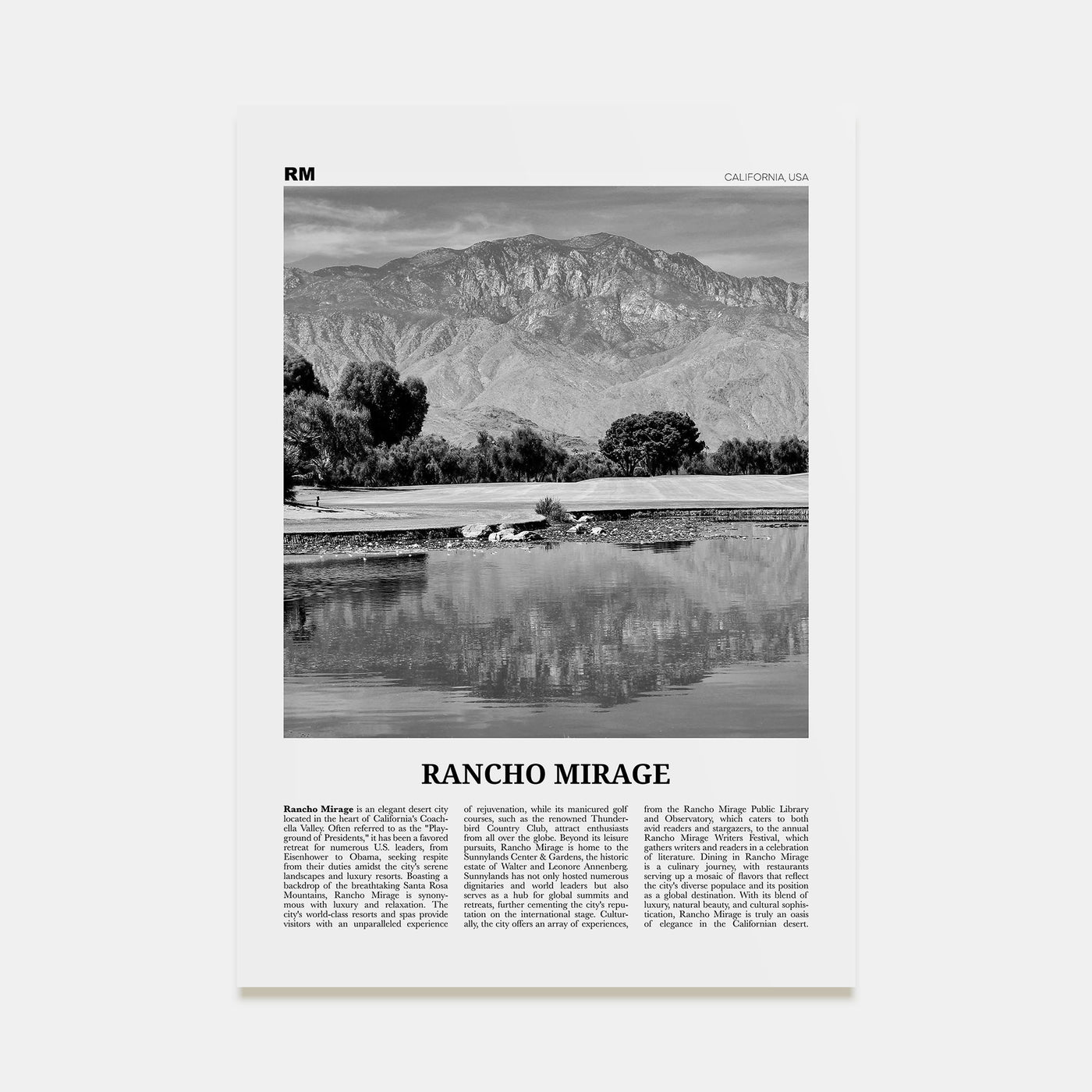Rancho Mirage Travel B&W Poster