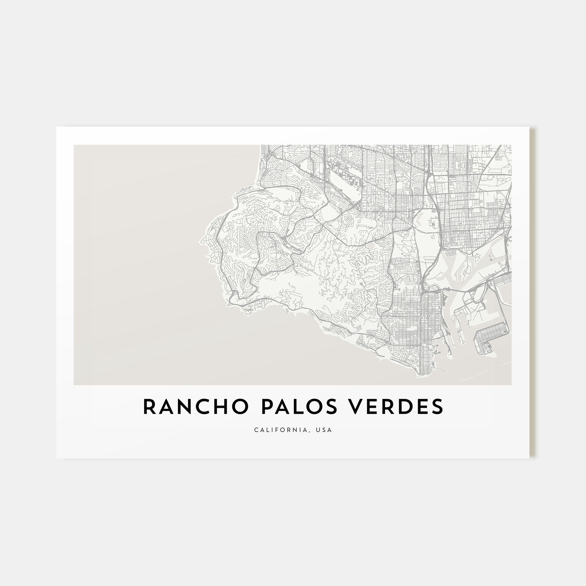 Rancho Palos Verdes Map Landscape Poster