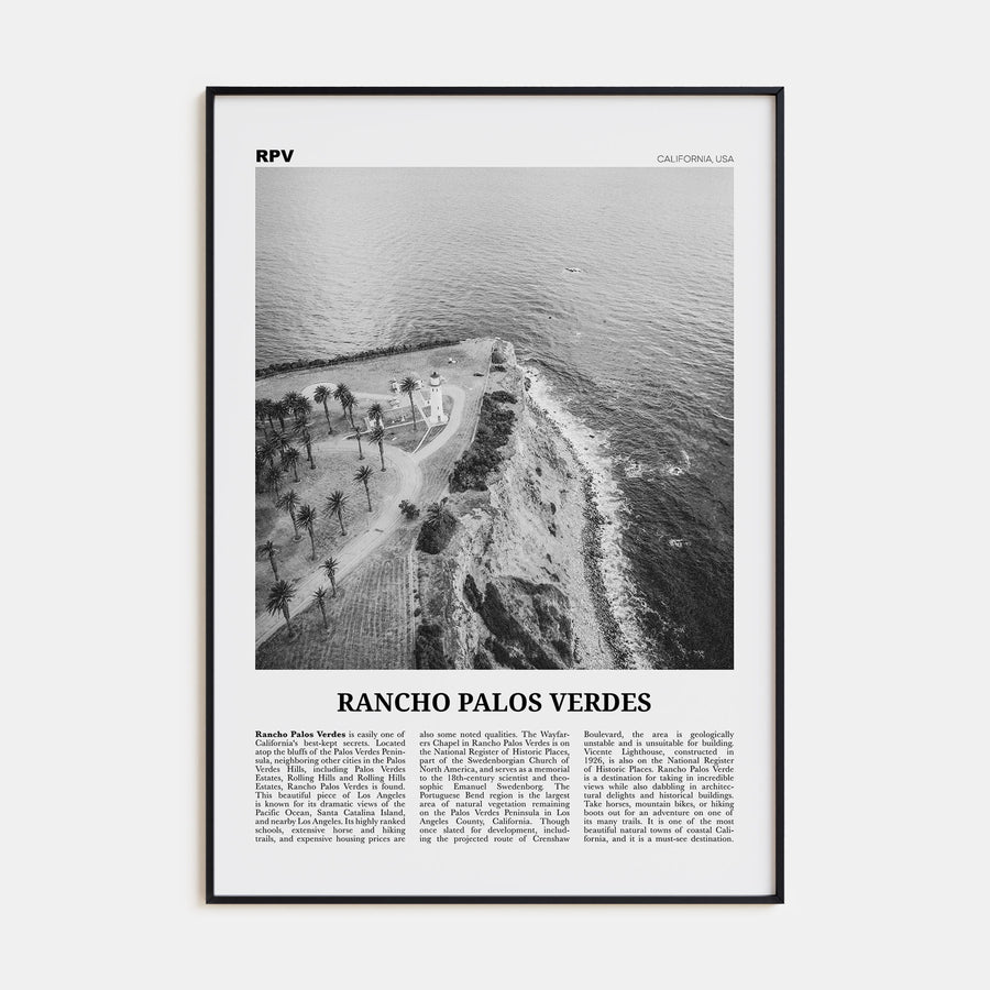 Rancho Palos Verdes Travel B&W Poster