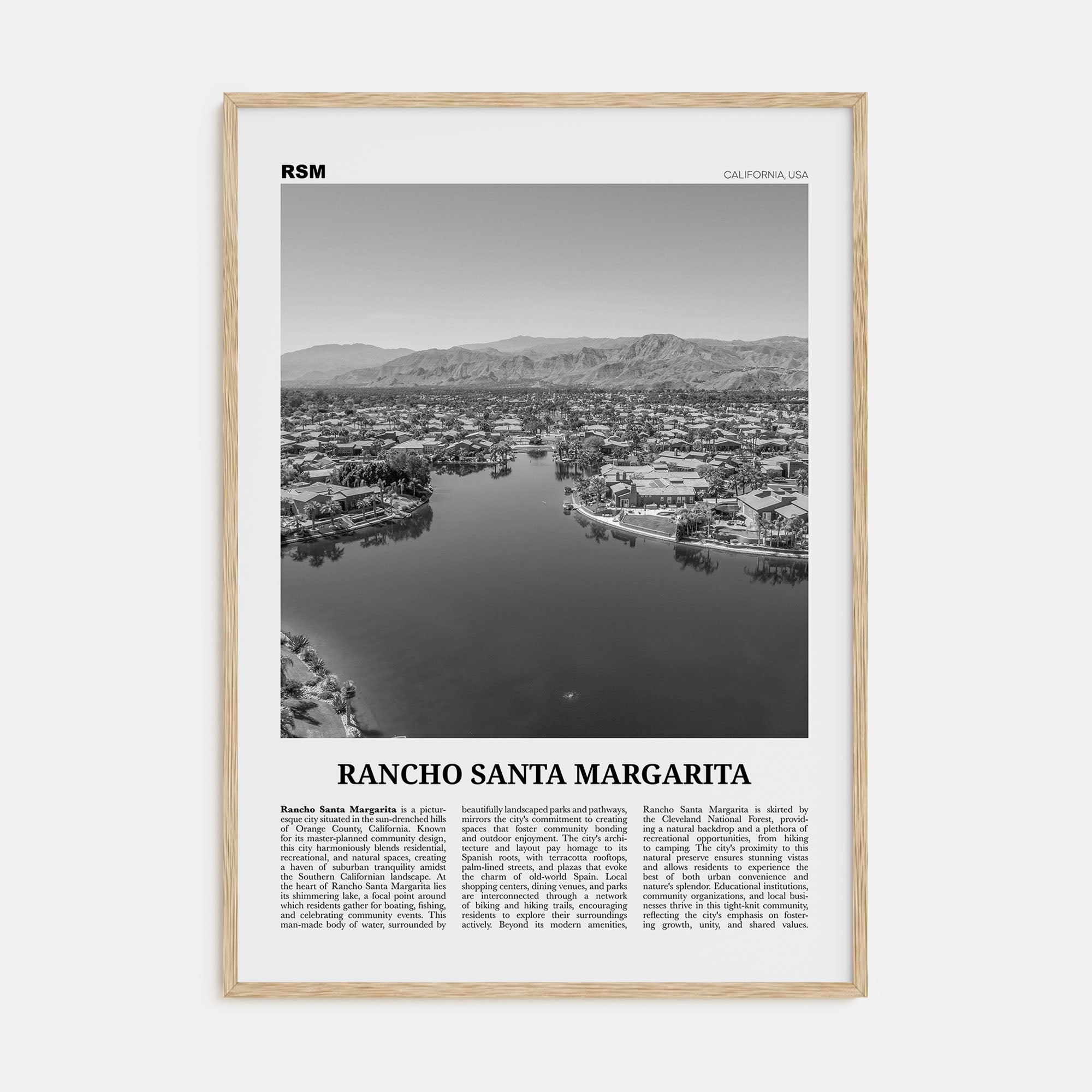 Rancho Santa Margarita Travel B&W Poster