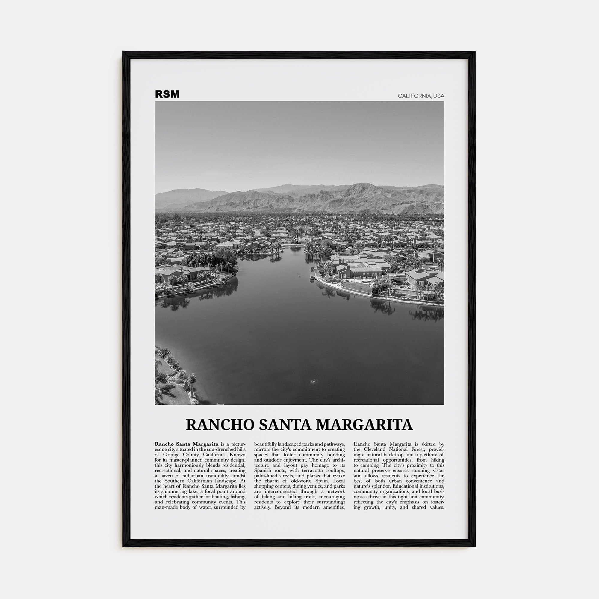 Rancho Santa Margarita Travel B&W Poster