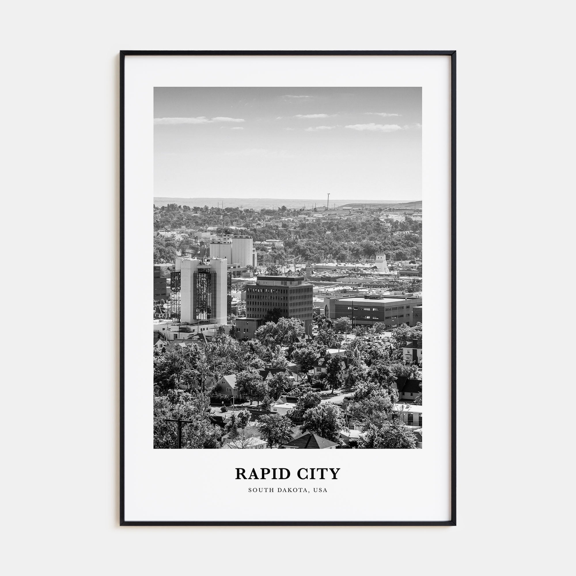 Rapid City Portrait B&W Poster