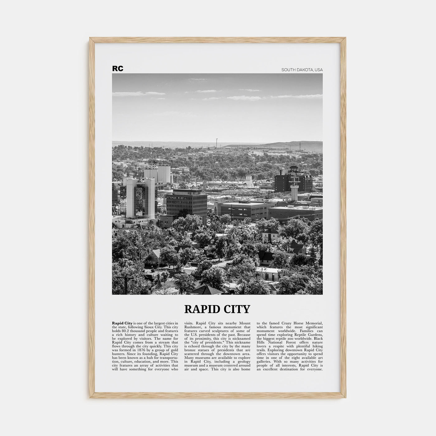 Rapid City Travel B&W Poster
