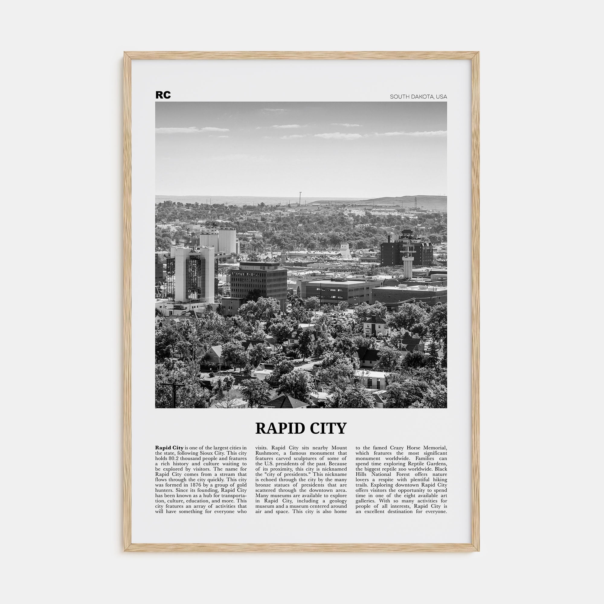 Rapid City Travel B&W Poster