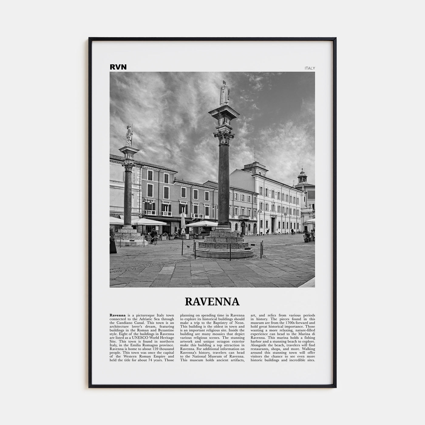 Ravenna Travel B&W Poster