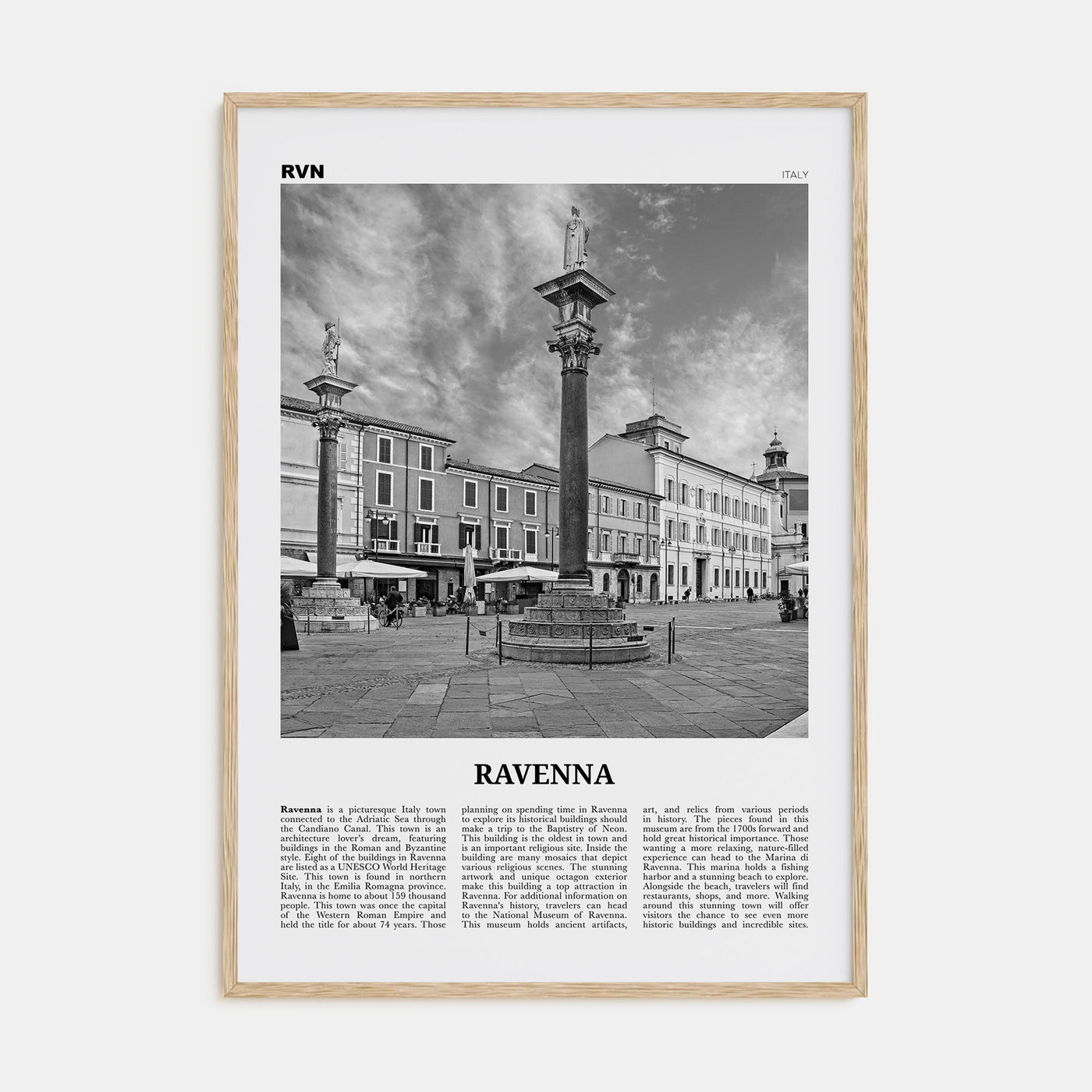 Ravenna Travel B&W Poster