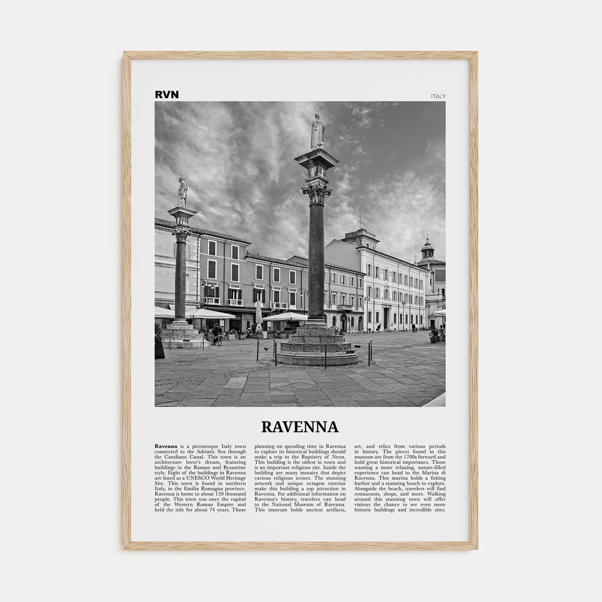 Ravenna Travel B&W Poster