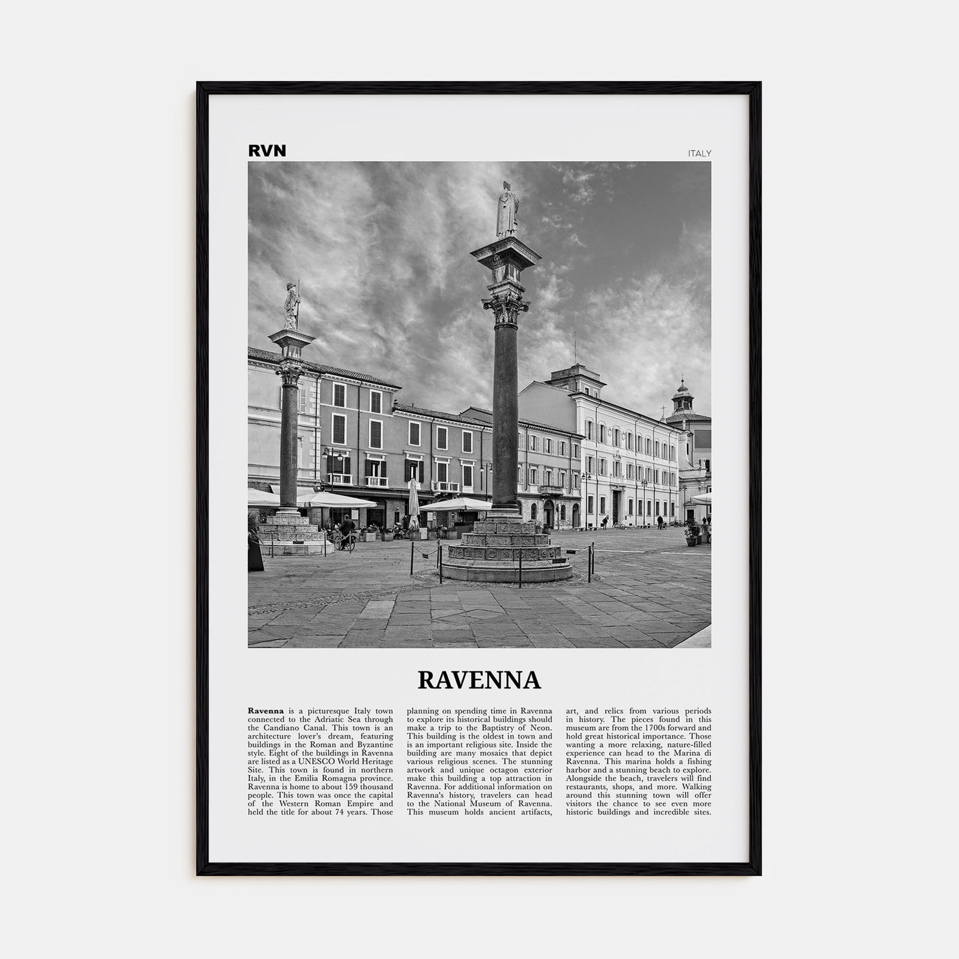 Ravenna Travel B&W Poster