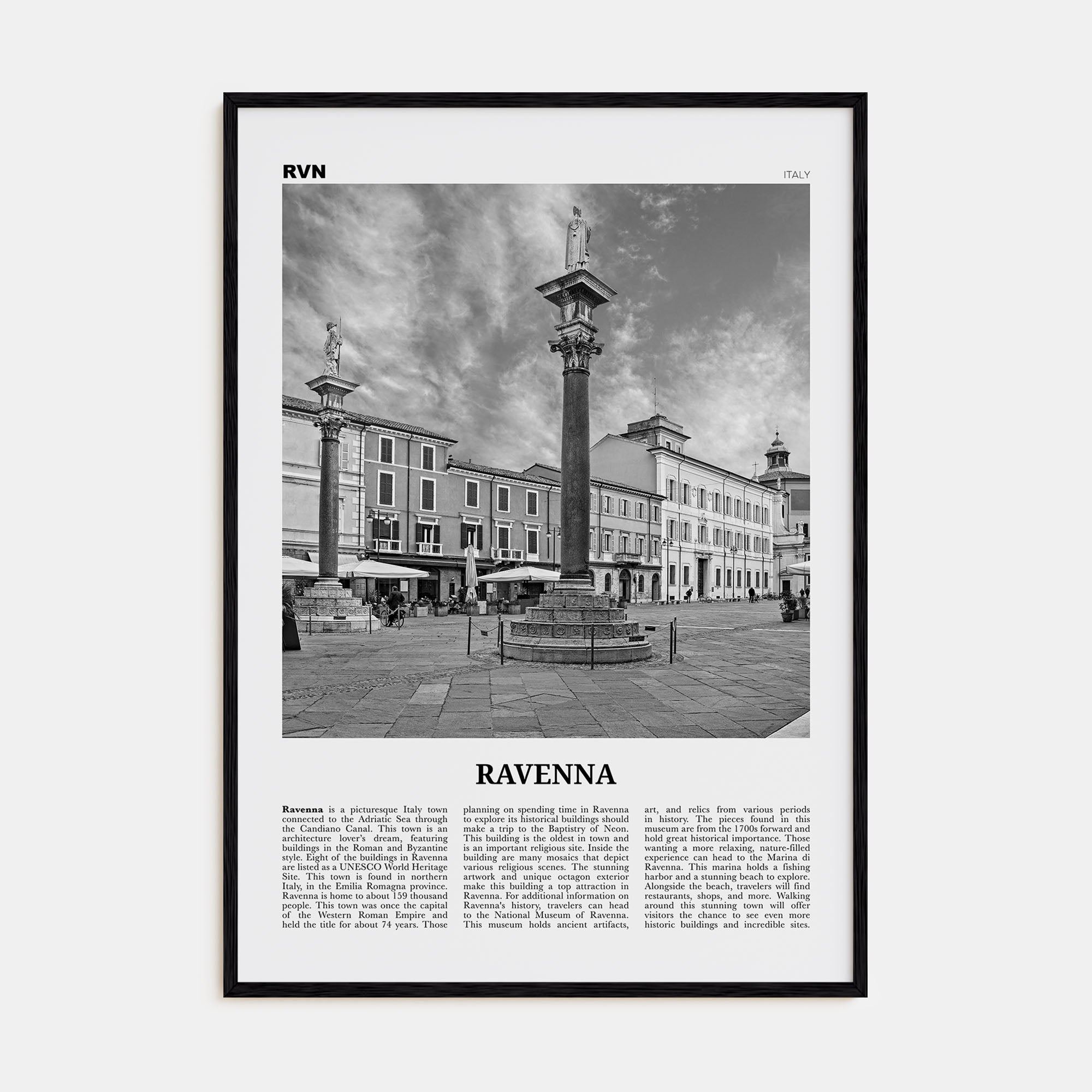 Ravenna Travel B&W Poster