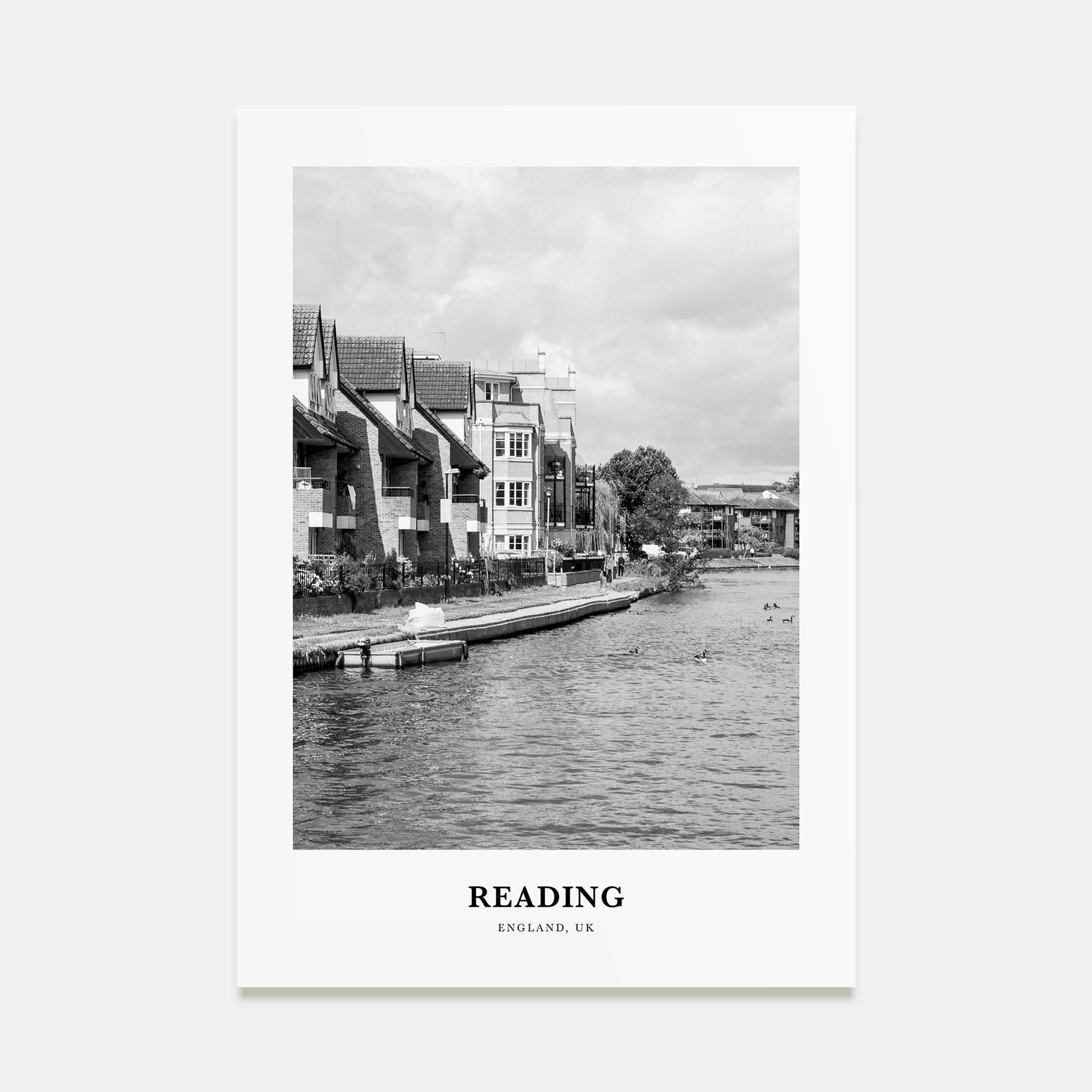 Reading, England Portrait B&W Poster