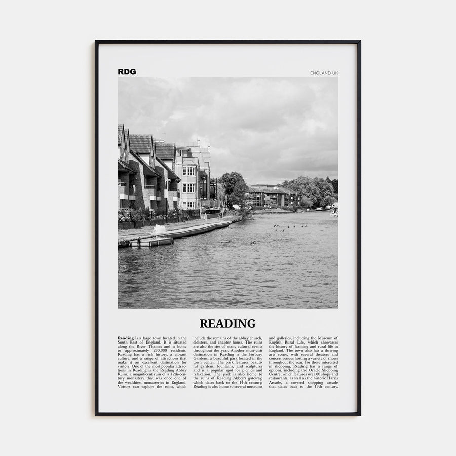 Reading, England Travel B&W Poster