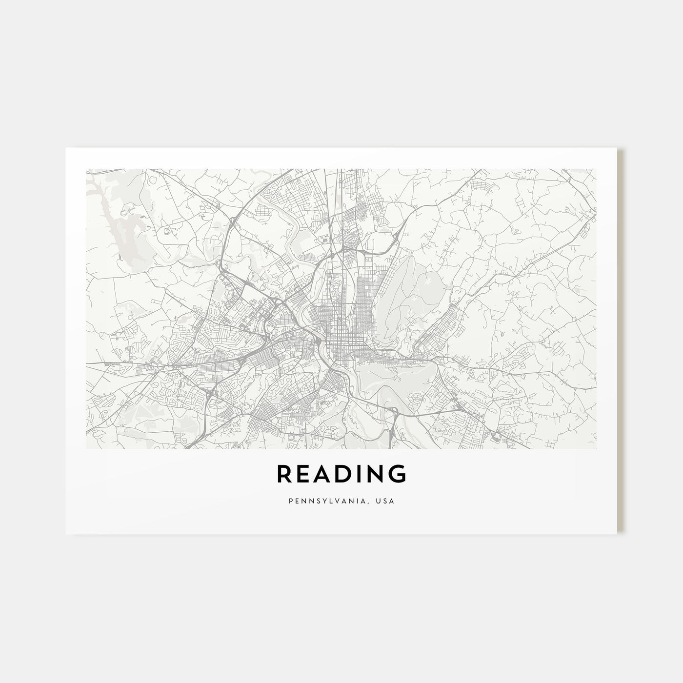 Reading, Pennsylvania Map Landscape Poster