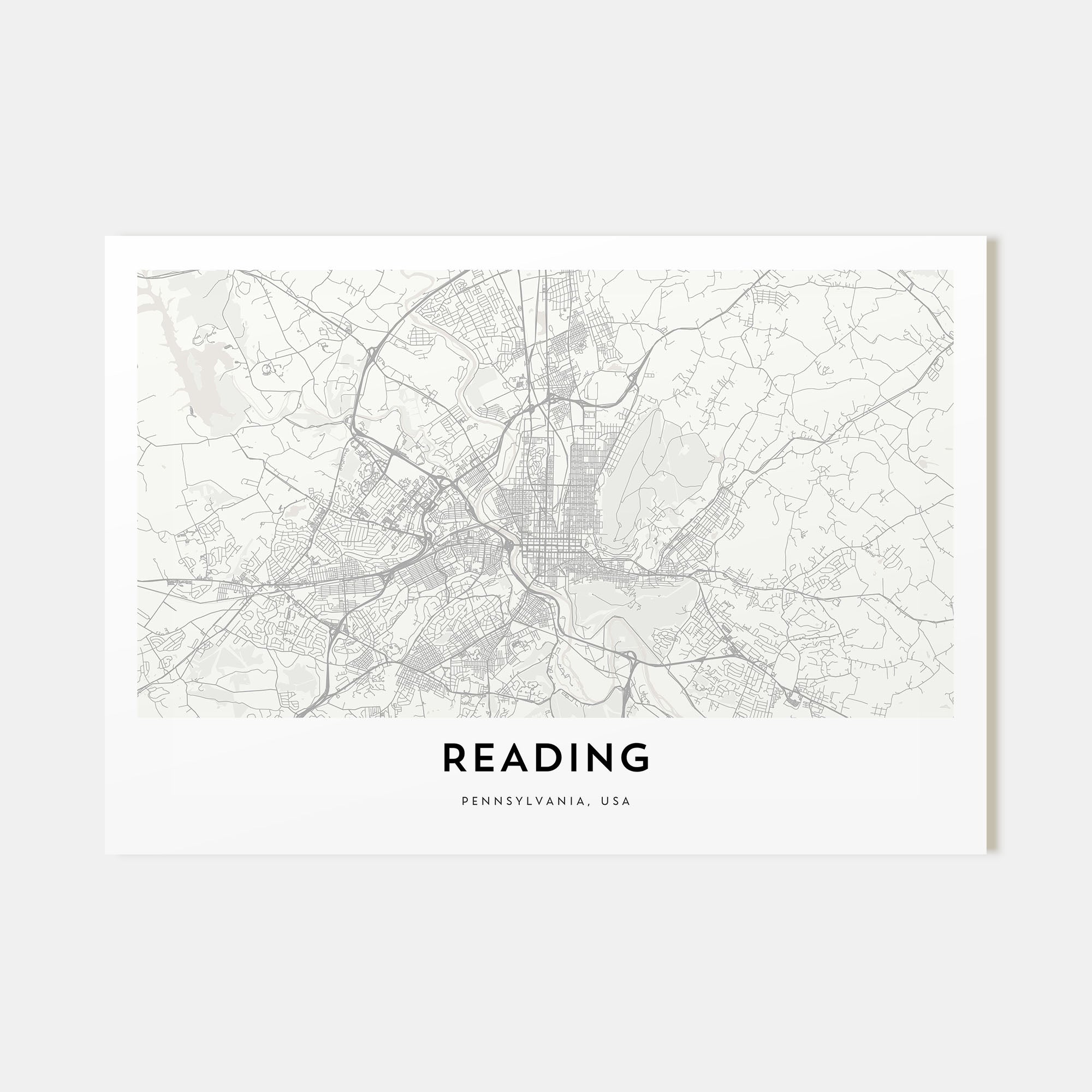 Reading, Pennsylvania Map Landscape Poster