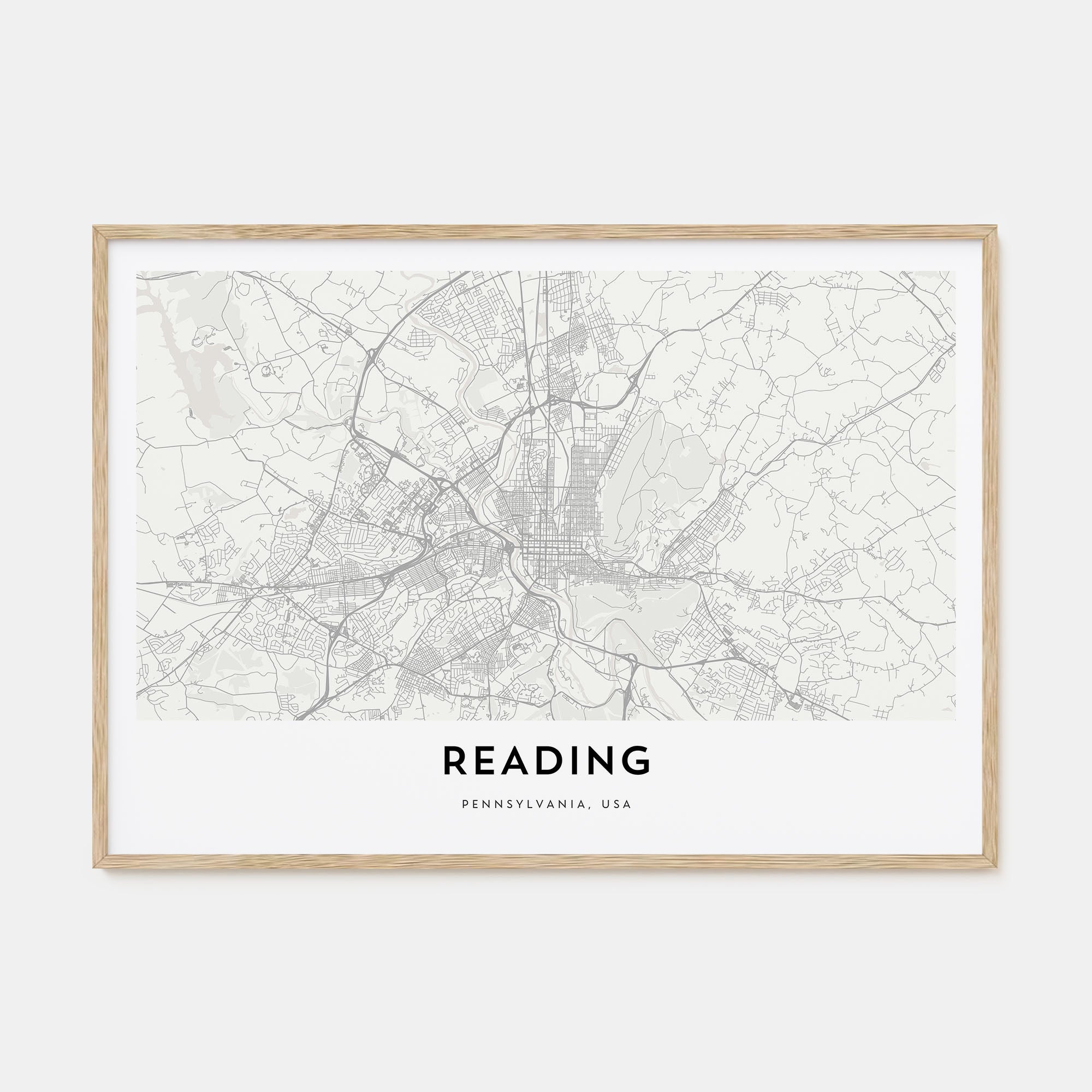 Reading, Pennsylvania Map Landscape Poster