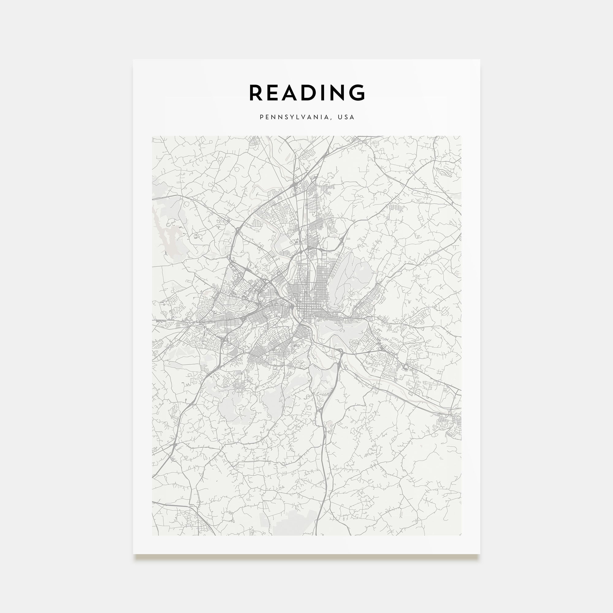 Reading, Pennsylvania Map Portrait Poster