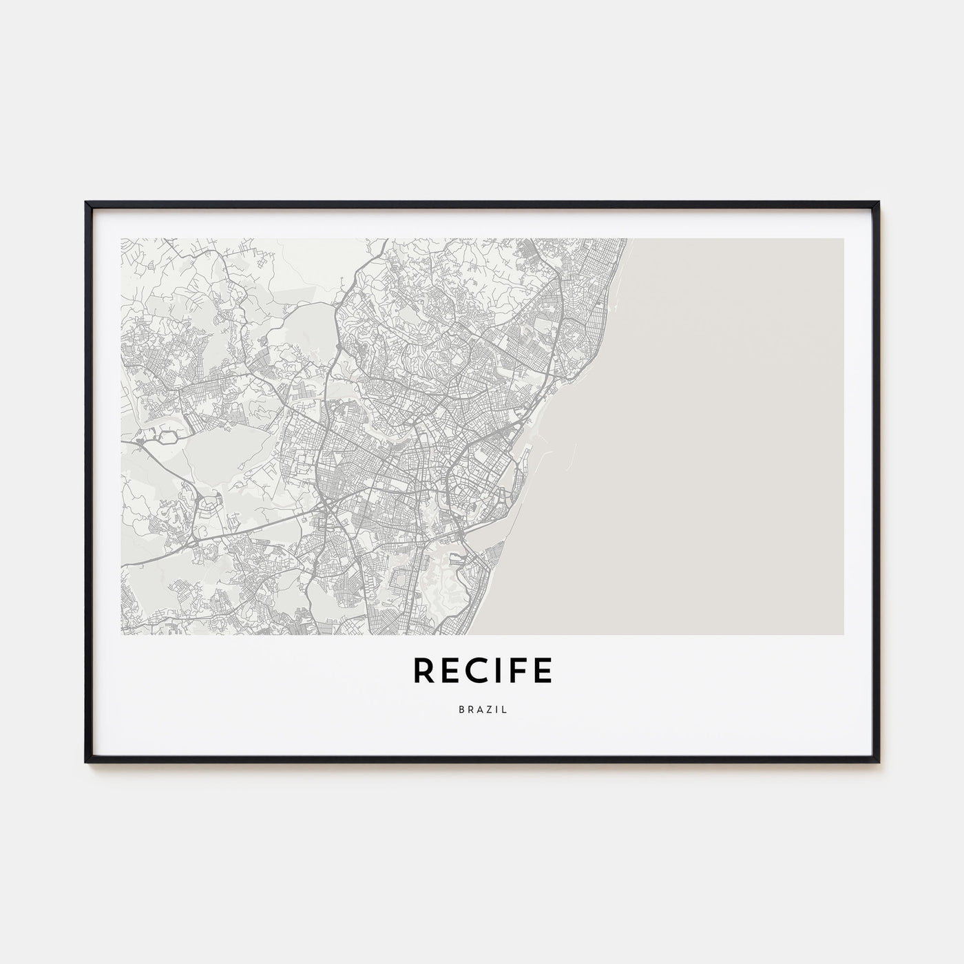 Recife Map Landscape Poster