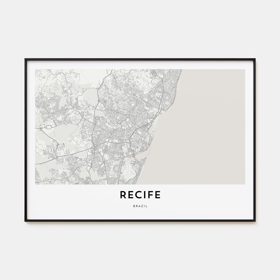 Recife Map Landscape Poster